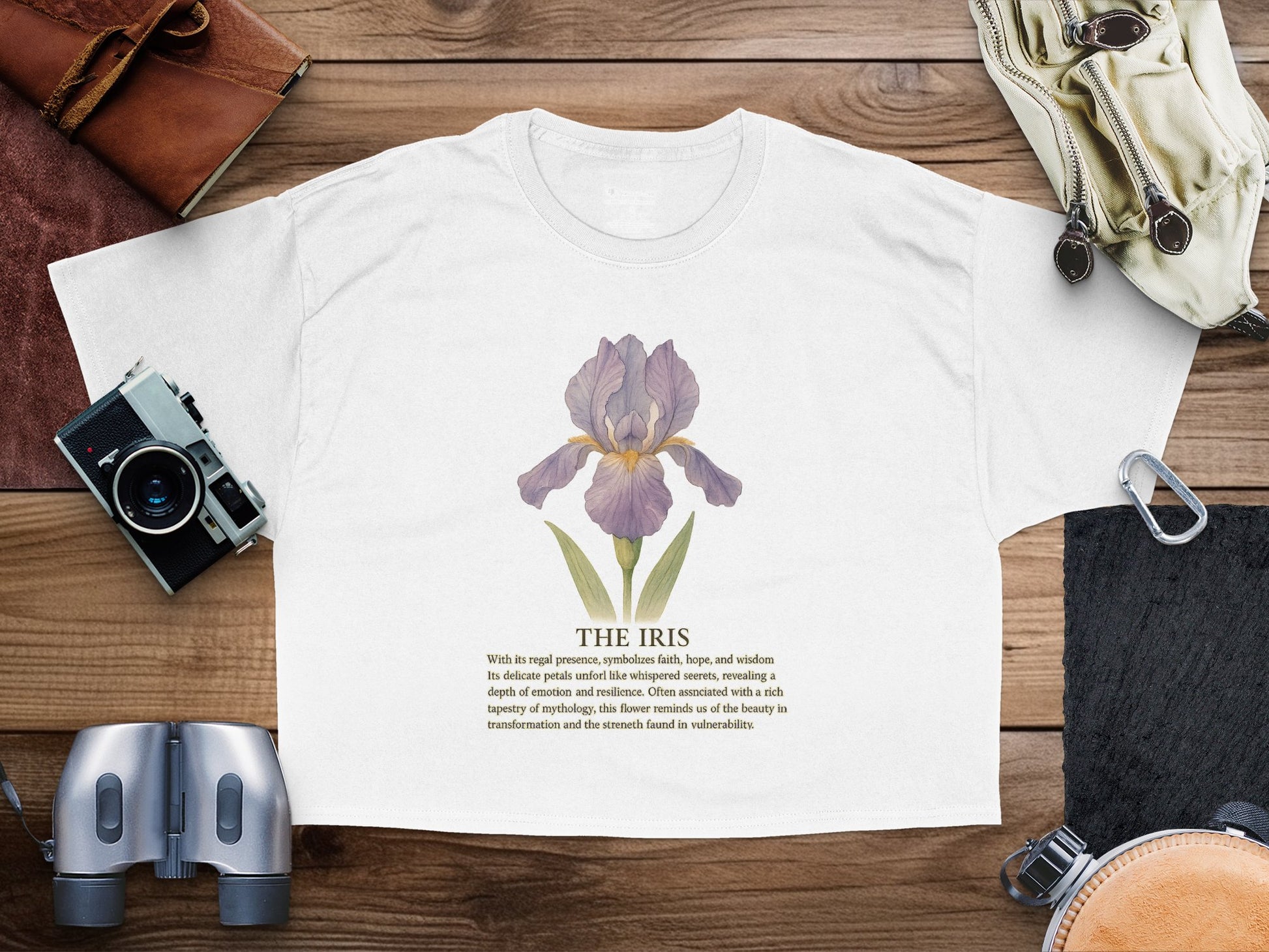 Vintage Iris Illustration White Cropped Shirt product type