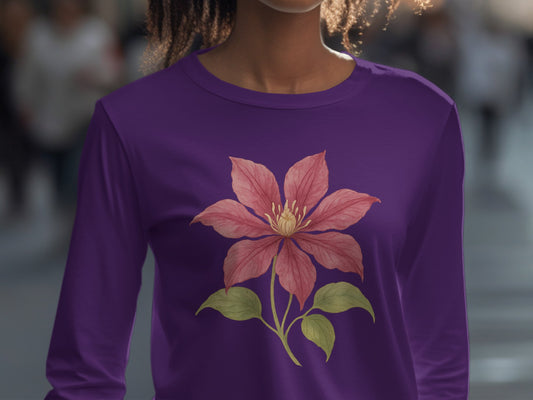 Purple Long Sleeve Shirt with Floral Print product