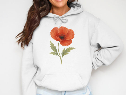 Cozy Pullover Hoodie with Orange Floral Design product