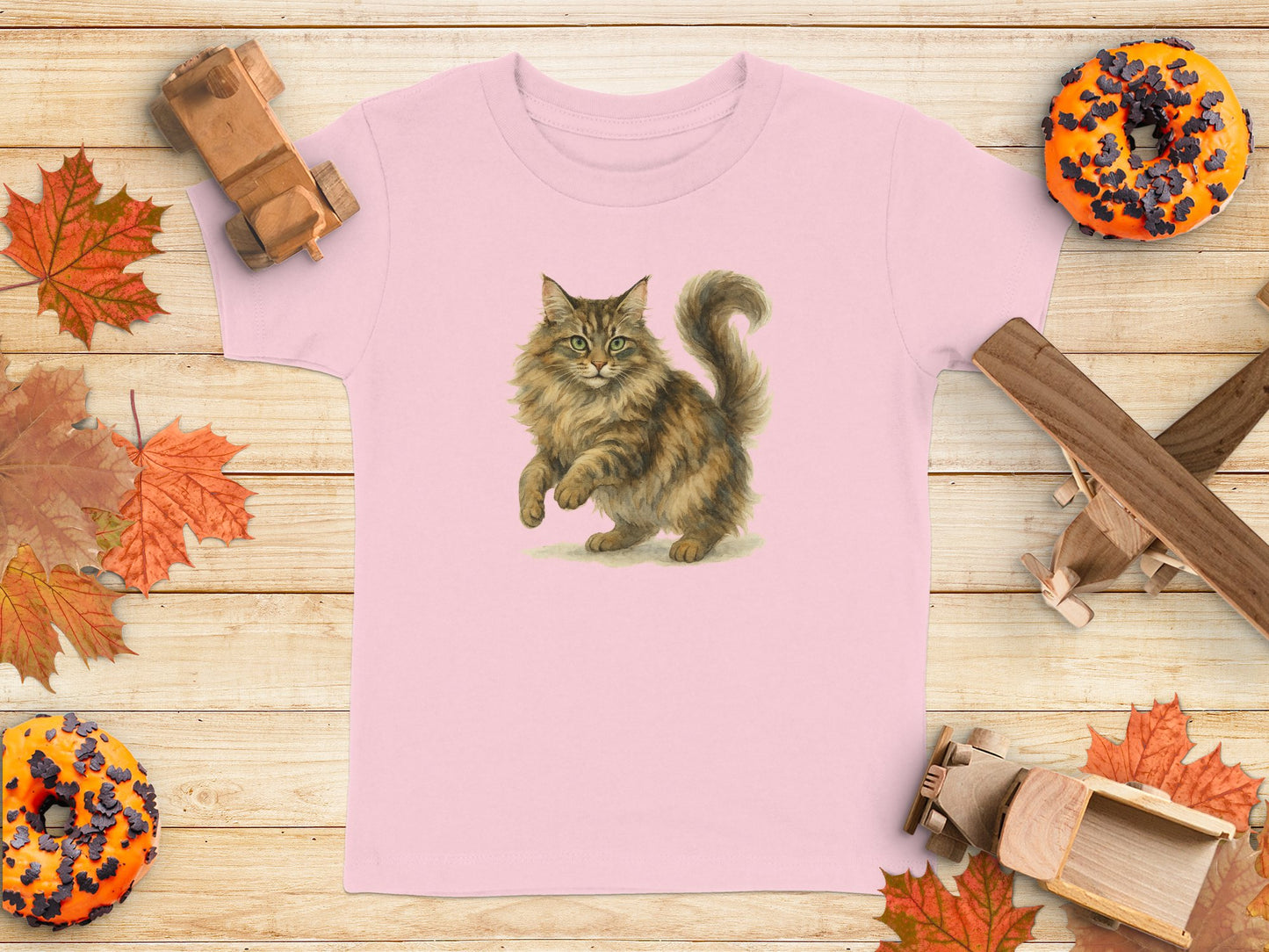 Cute Cat Design Kids Tee Fall Style Product