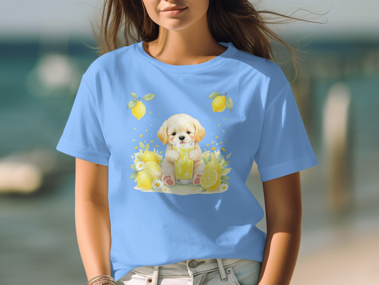 Cute Puppy With Lemonade Graphic T-Shirt product type