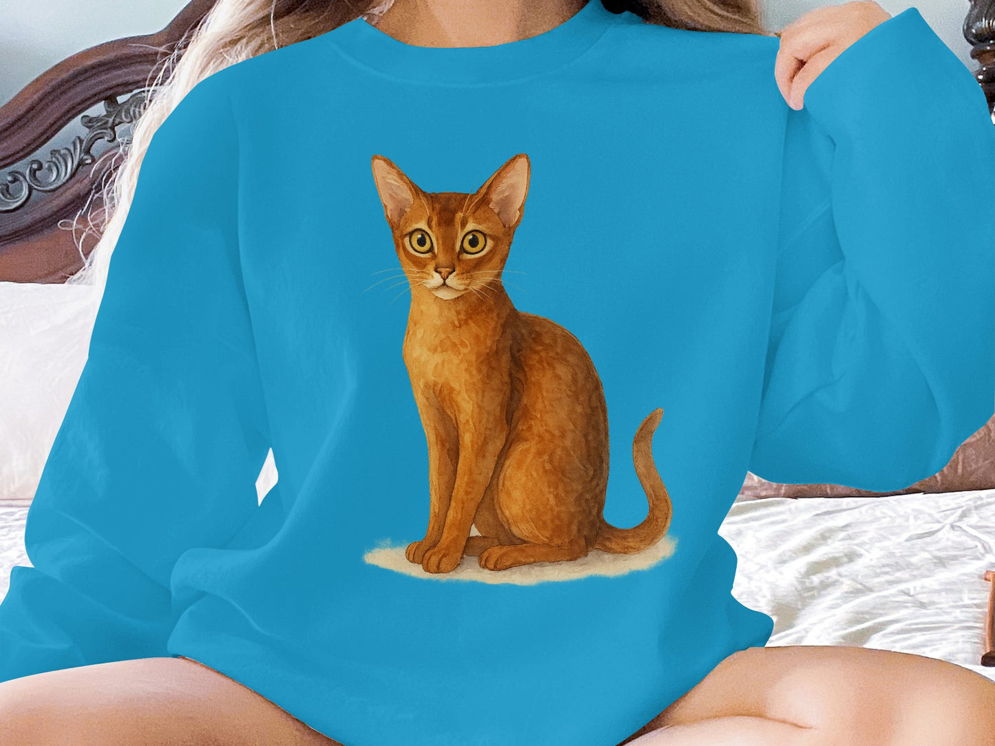 Adorable Cat Print Blue Long Sleeve Sweatshirt product type