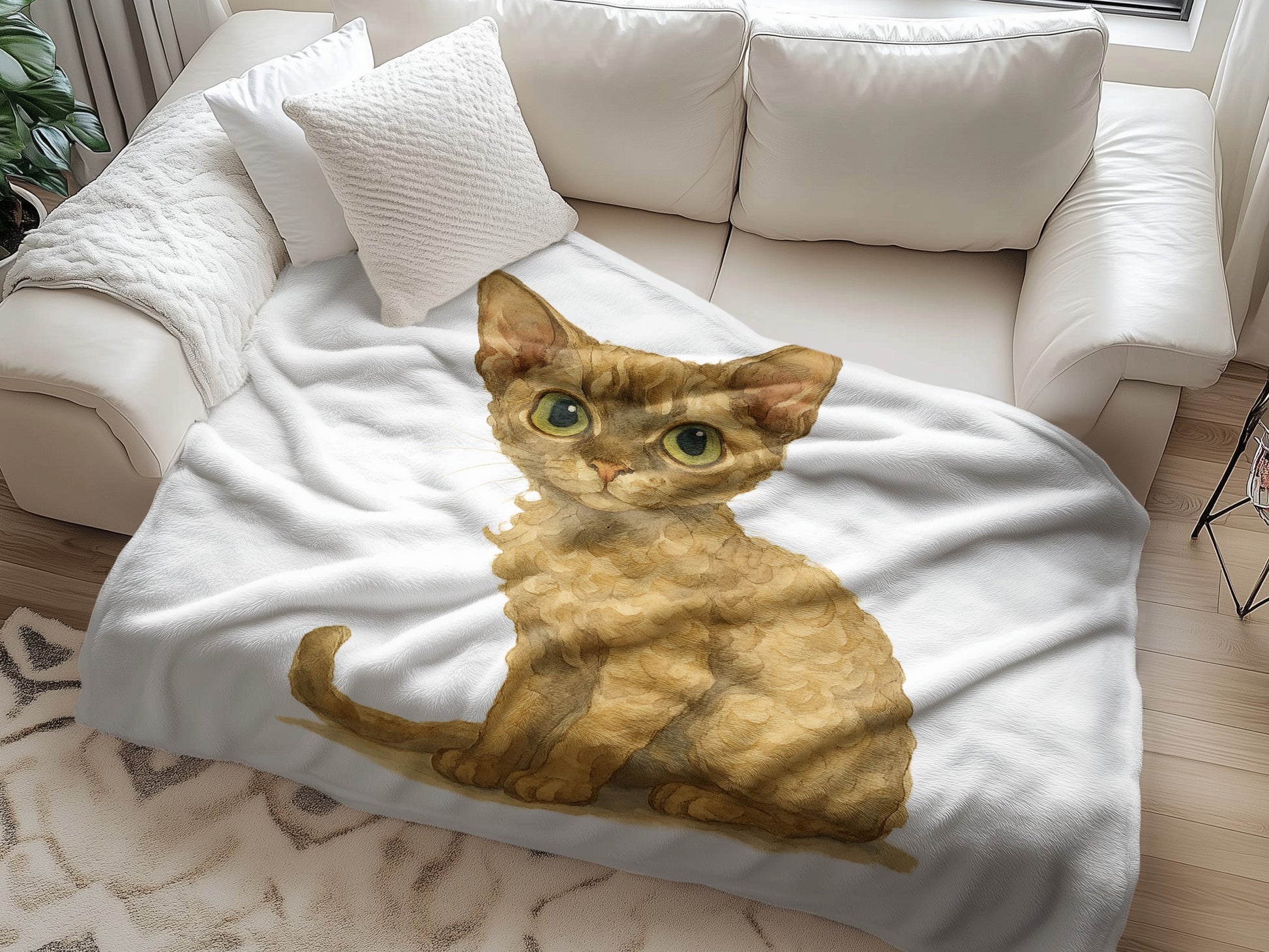Cute Kitten Illustration on Cozy Blanket product