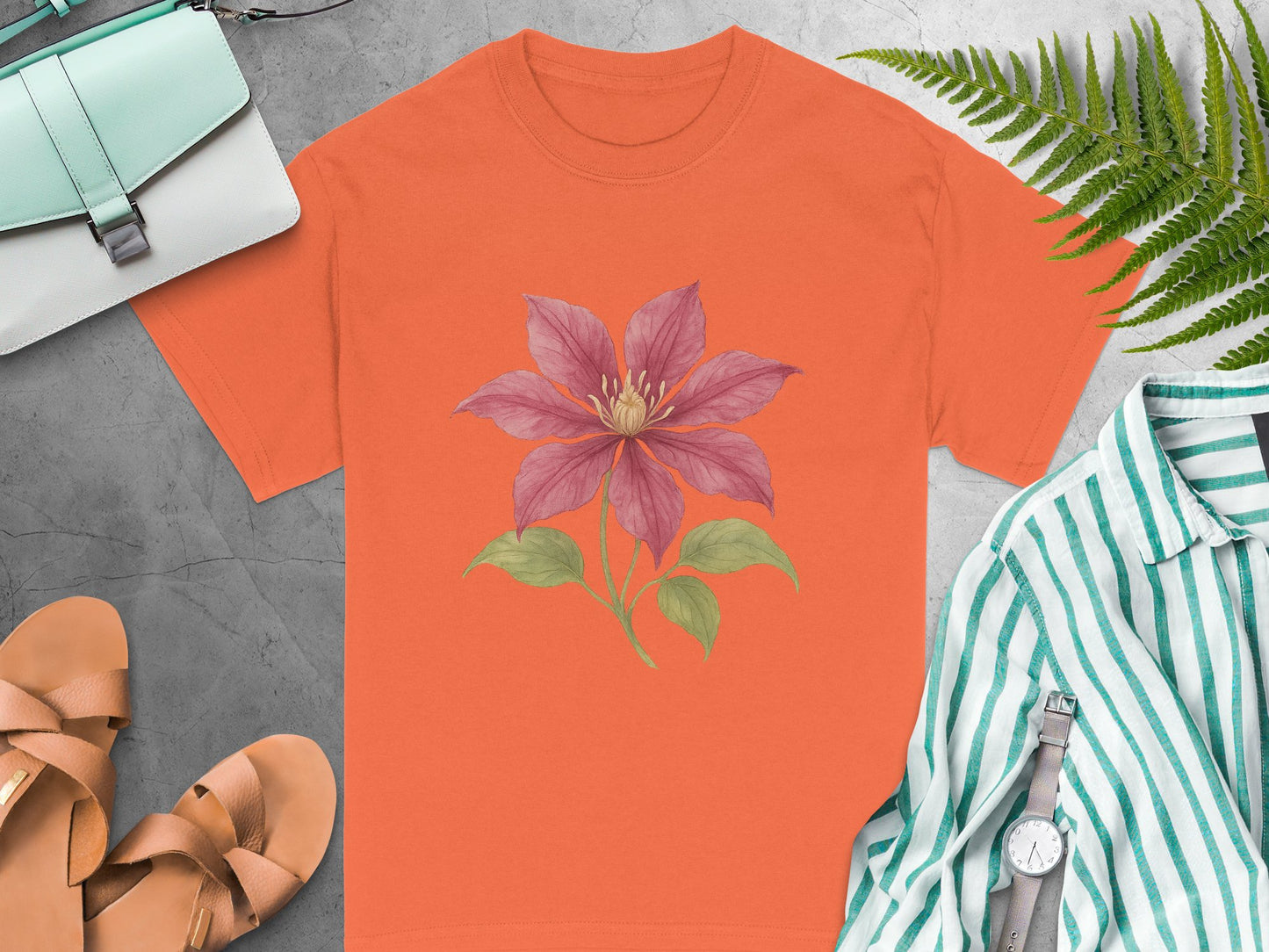 Orange Shirt with Beautiful Flower Print product type