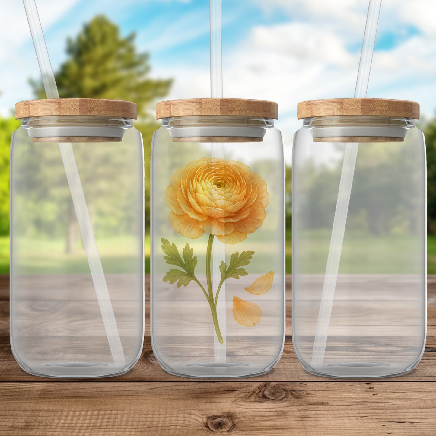 Elegant Floral Design Clear Glass Jar Storage product type