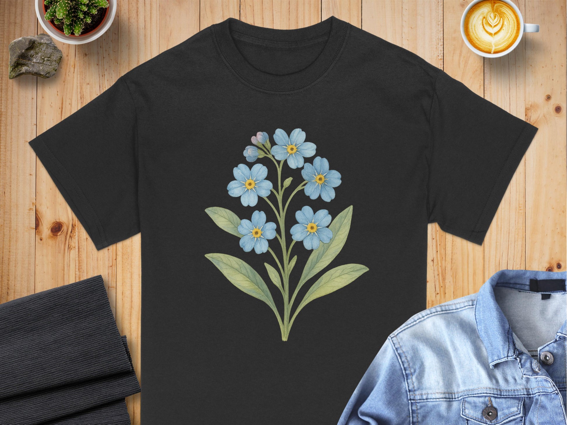 Beautiful Flower Design on Black Short Sleeve product type