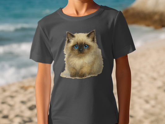 Cute Fluffy Cat with Blue Eyes Graphic T-Shirt product