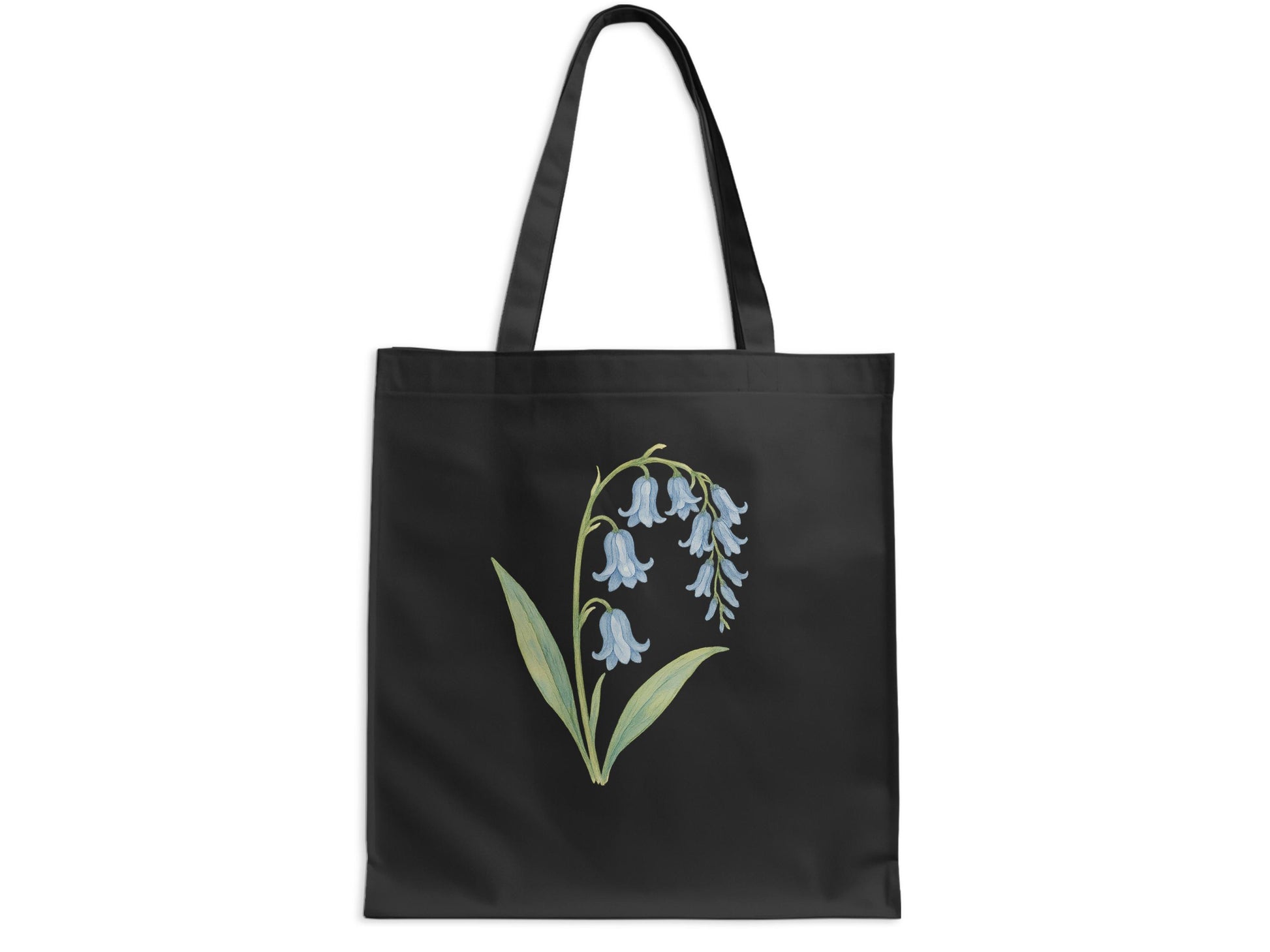 Elegant Black Tote Bag with Blue Flower Design product type