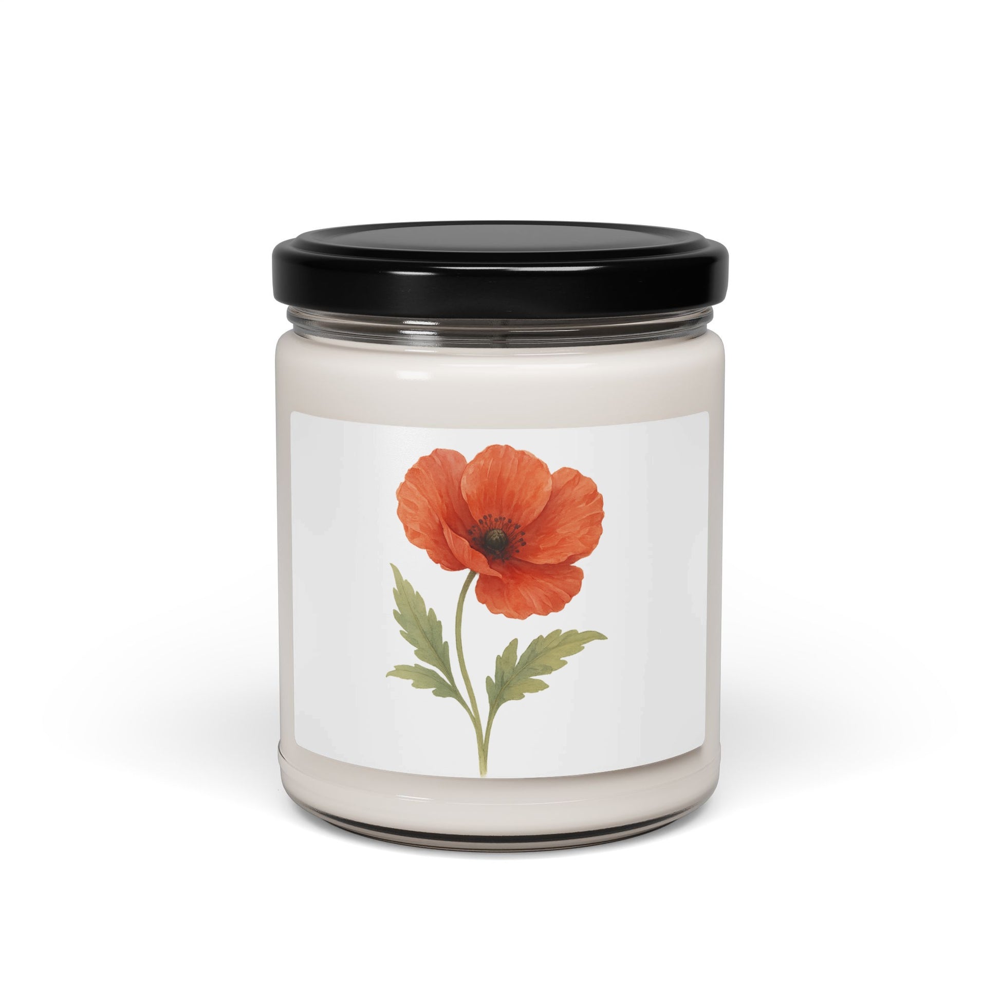 Scented candle with beautiful orange flower print product