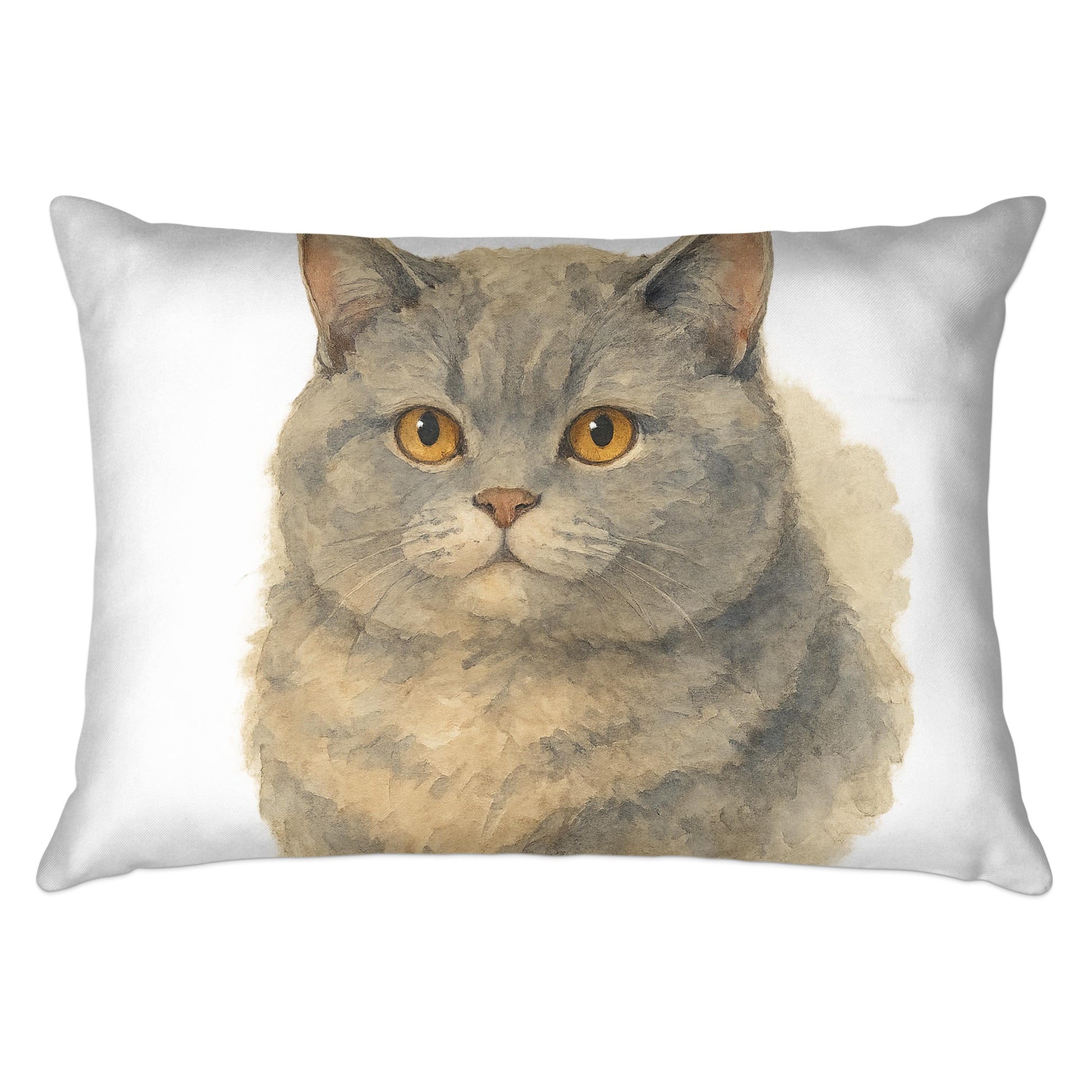 Watercolor Gray Cat Print Rectangular Pillow product