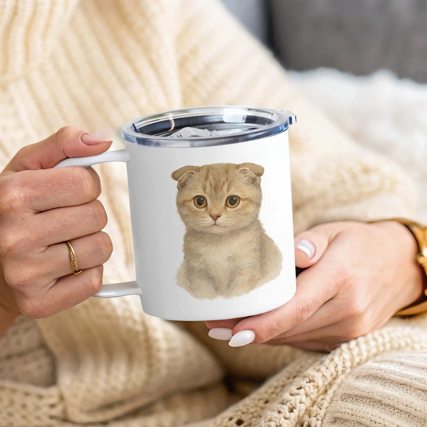 Adorable Scottish Fold Cat Print Coffee Mug product