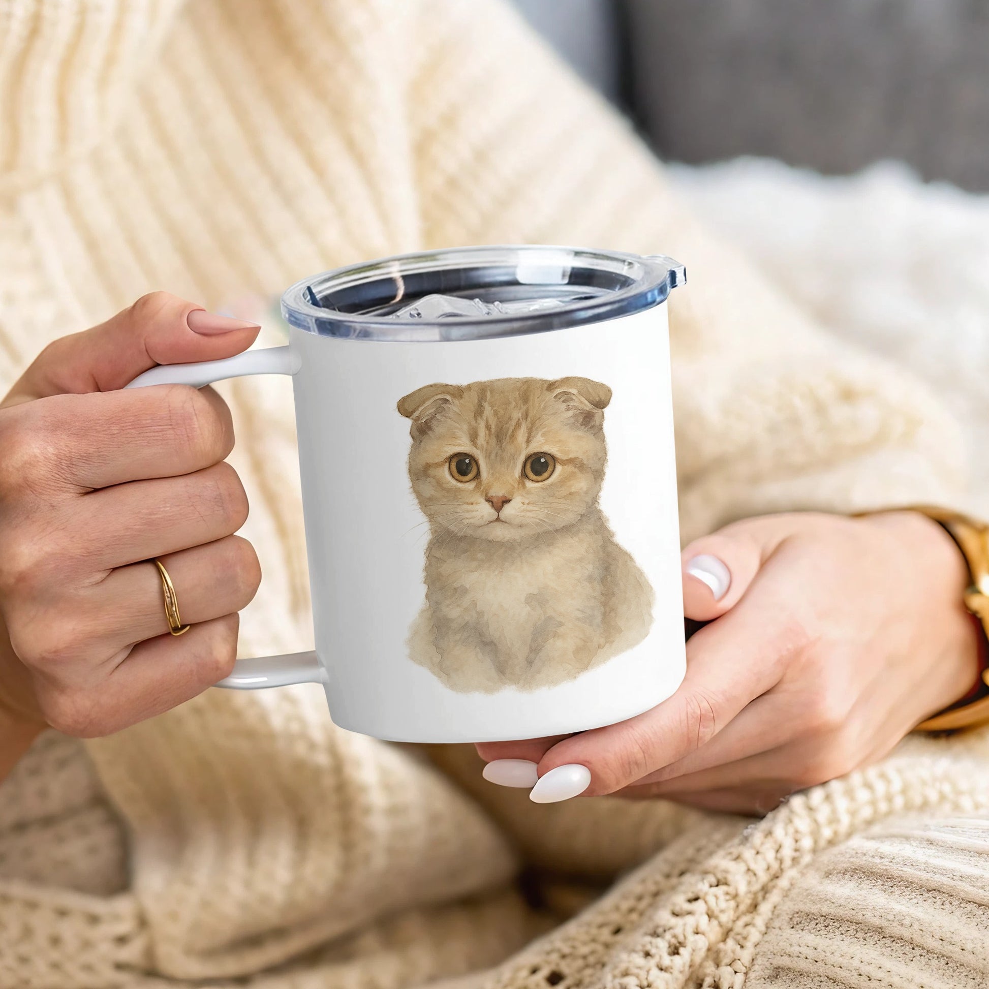 Adorable Scottish Fold Cat Print Coffee Mug product