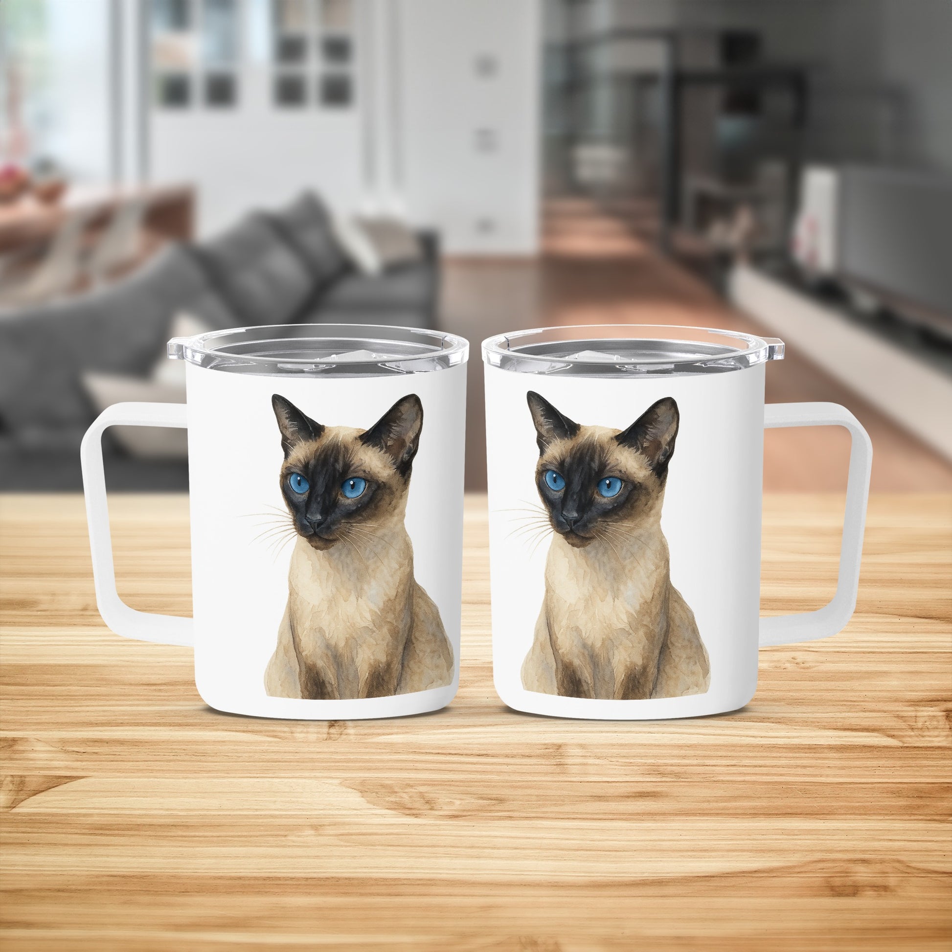Siamese Cat Artwork on Double-Walled Insulated Mug product type
