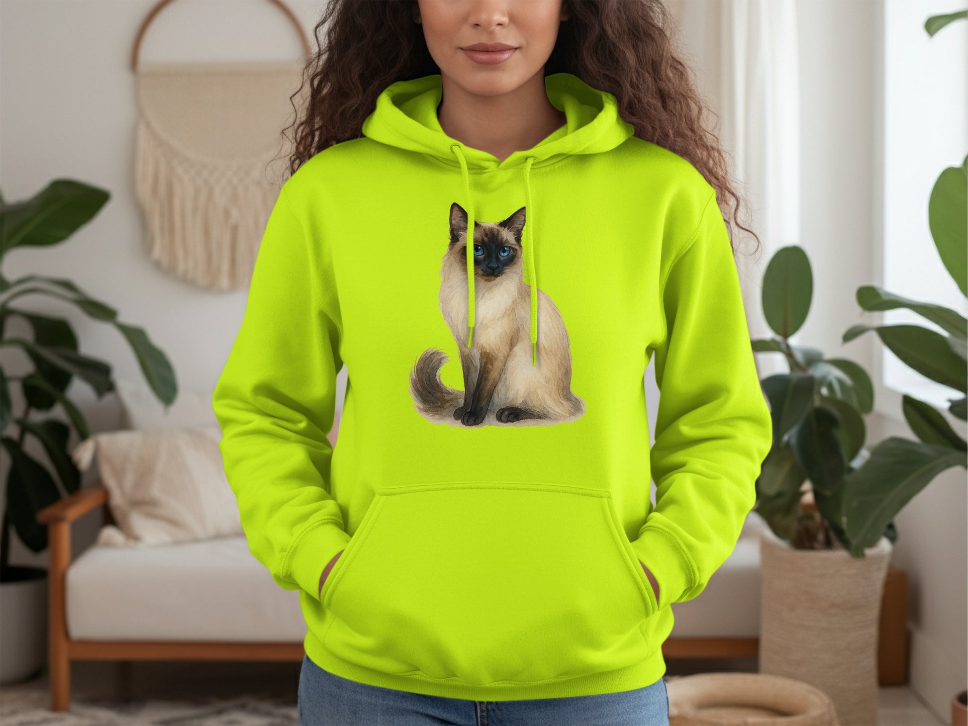 Bright Hoodie Featuring Adorable Cat Design product type