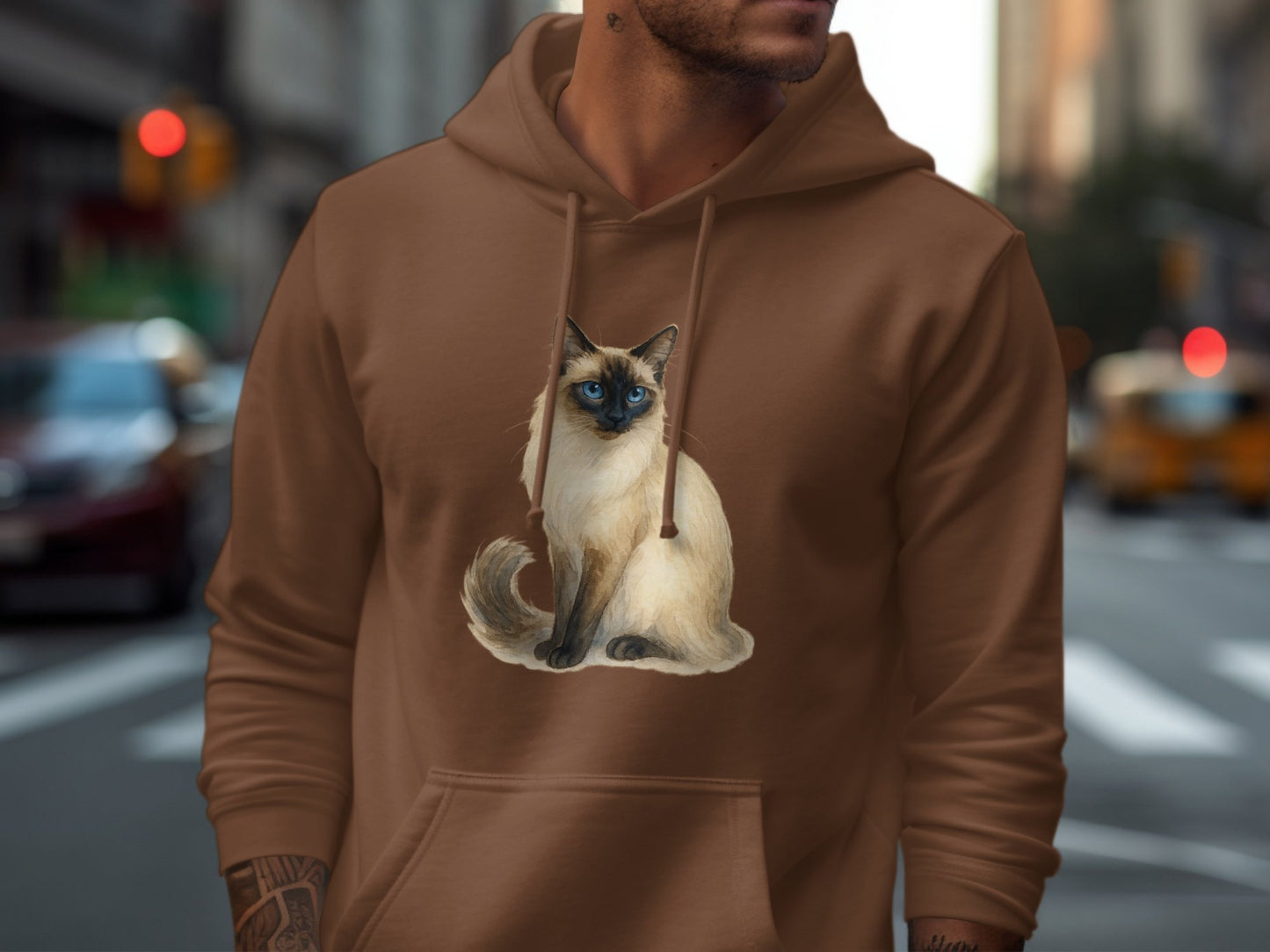 Stylish Hoodie Featuring Elegantly Groomed Siamese Cat product type
