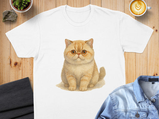 Adorable Cat Illustration Casual Short Sleeve Shirt Product