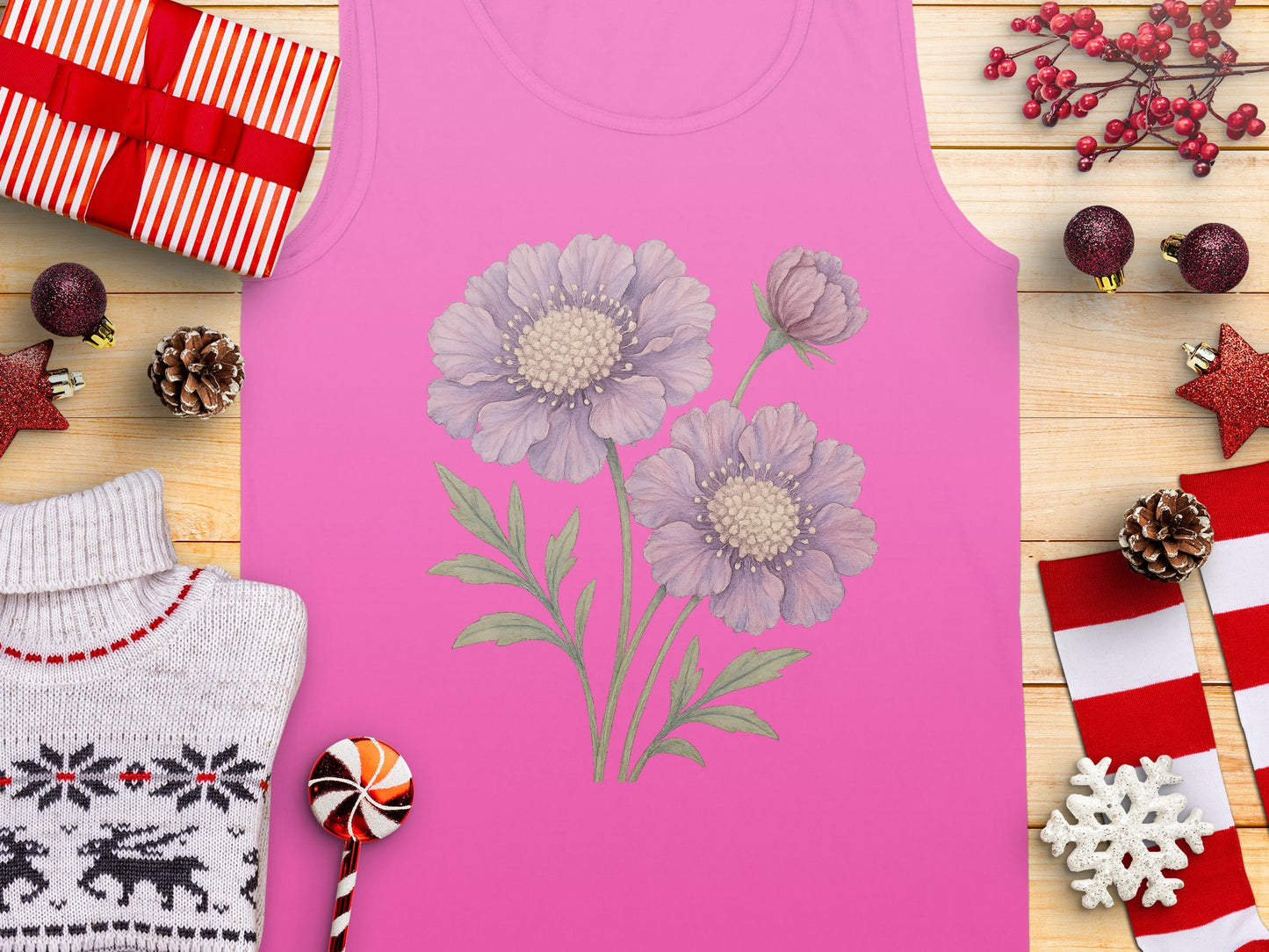 Beautiful Pink Tank Top with Floral Print product