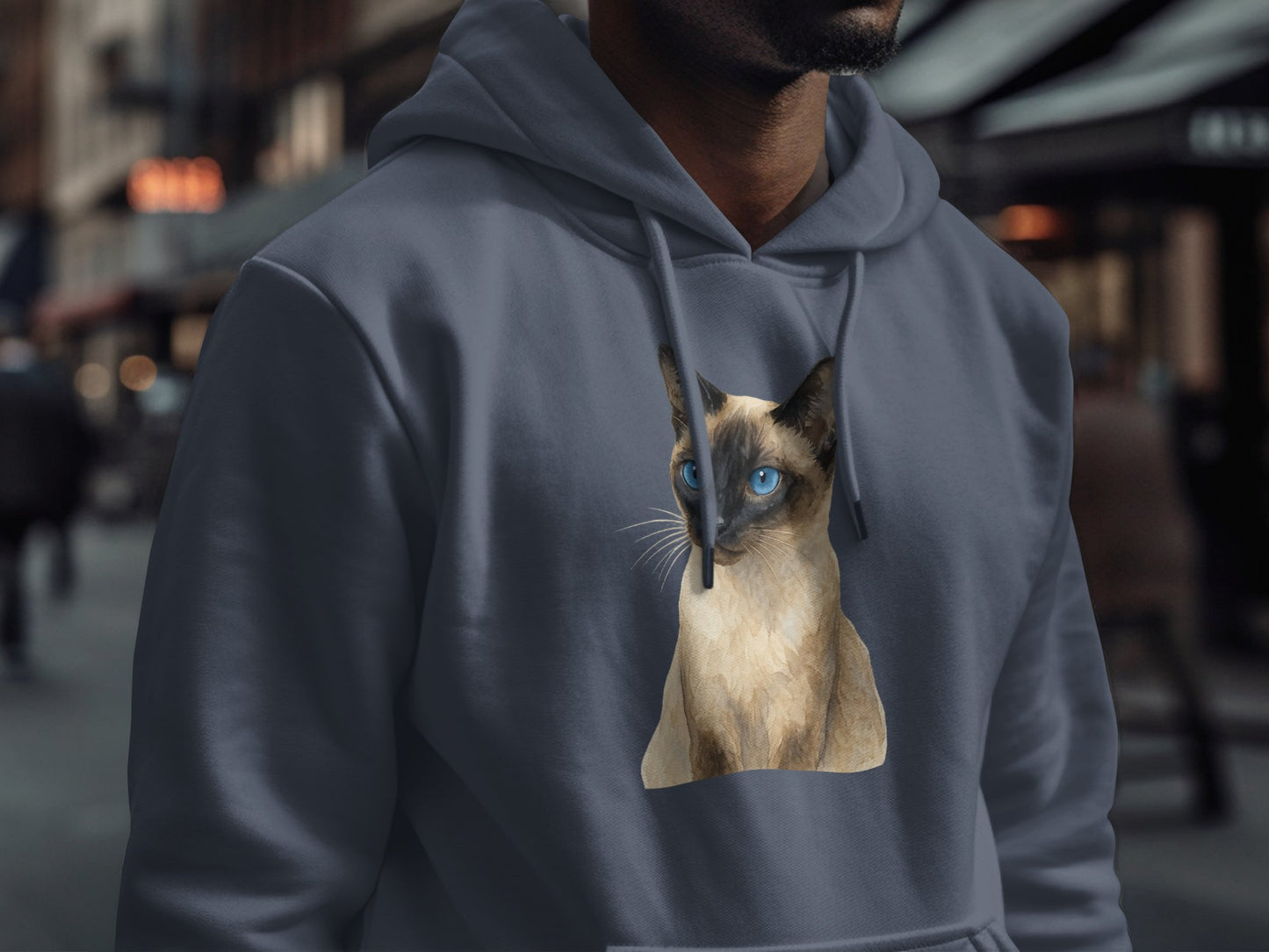 Hoodie with Blue-Eyed Siamese Cat Print product type