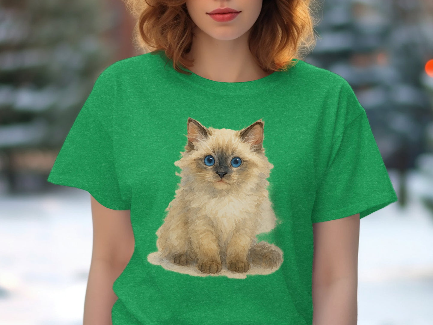 Adorable Blue-Eyed Cat Design T-Shirt product