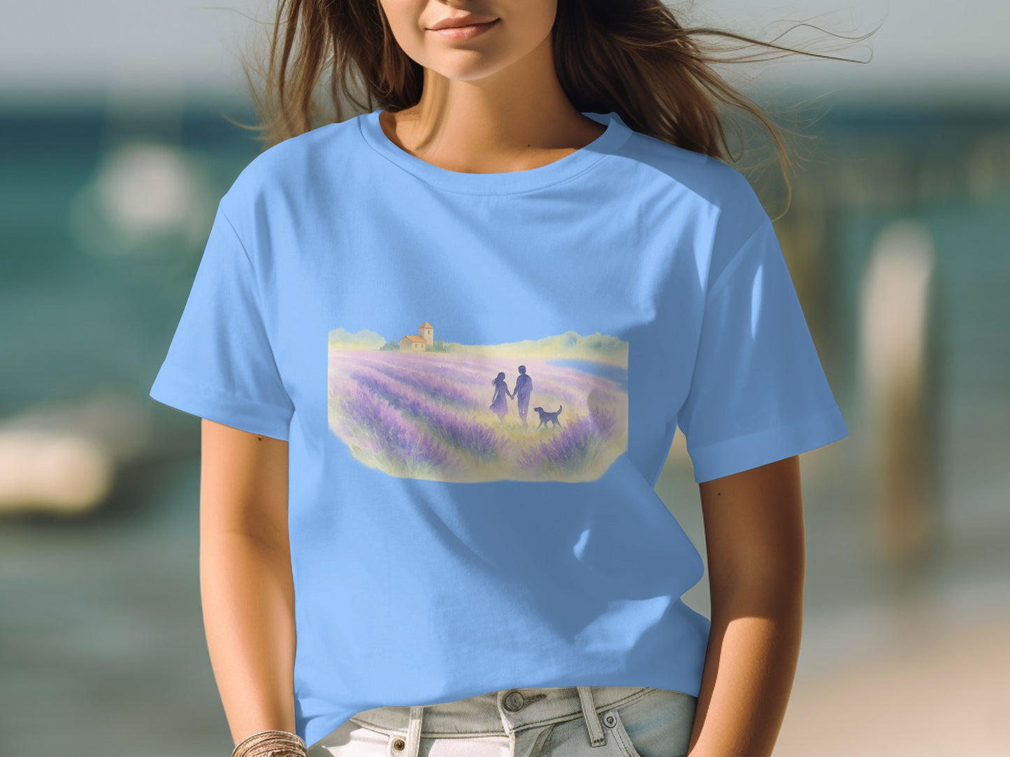 Lavender Field Walk Scenic Print T-shirt product type