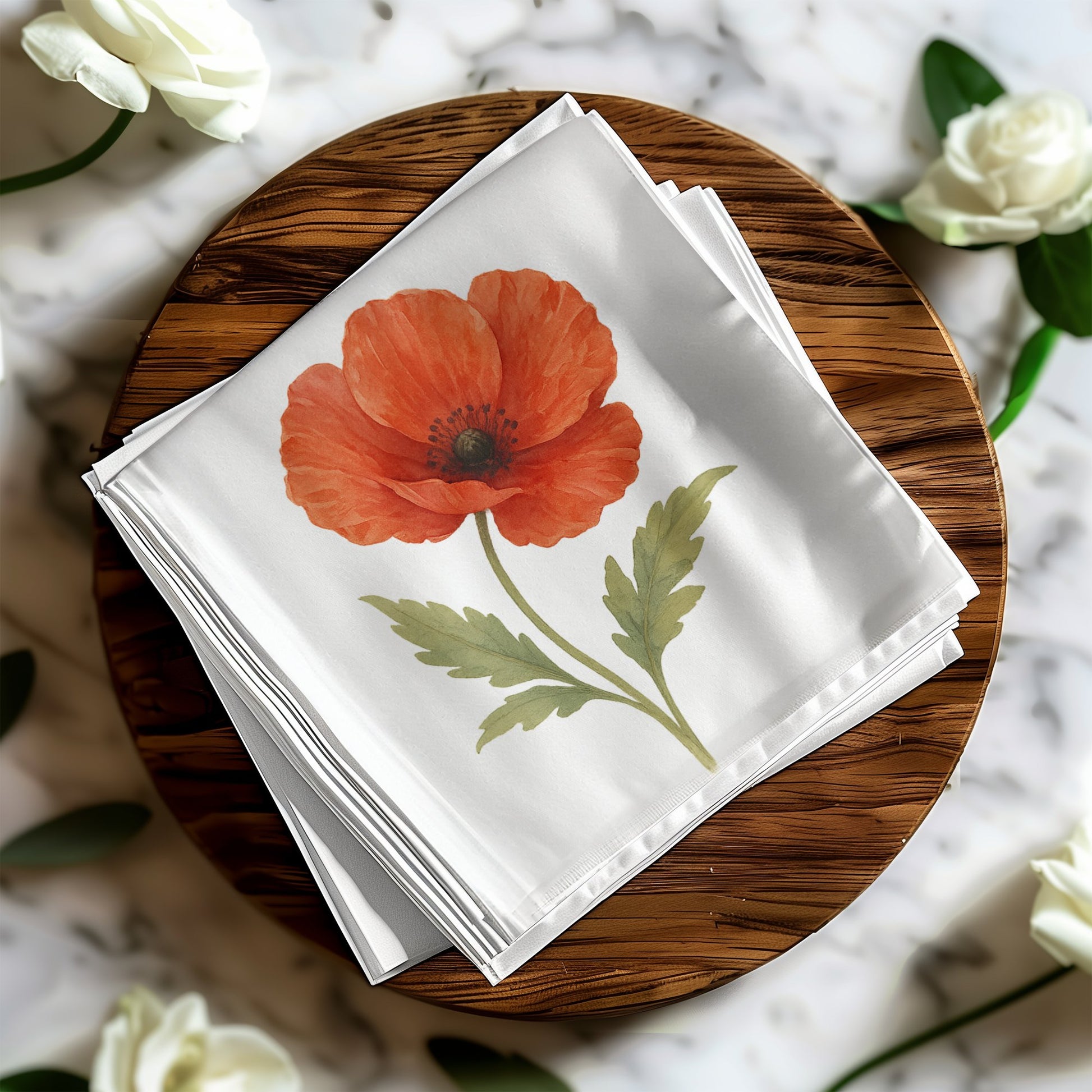 Vibrant Poppy Print Square Art Napkin product