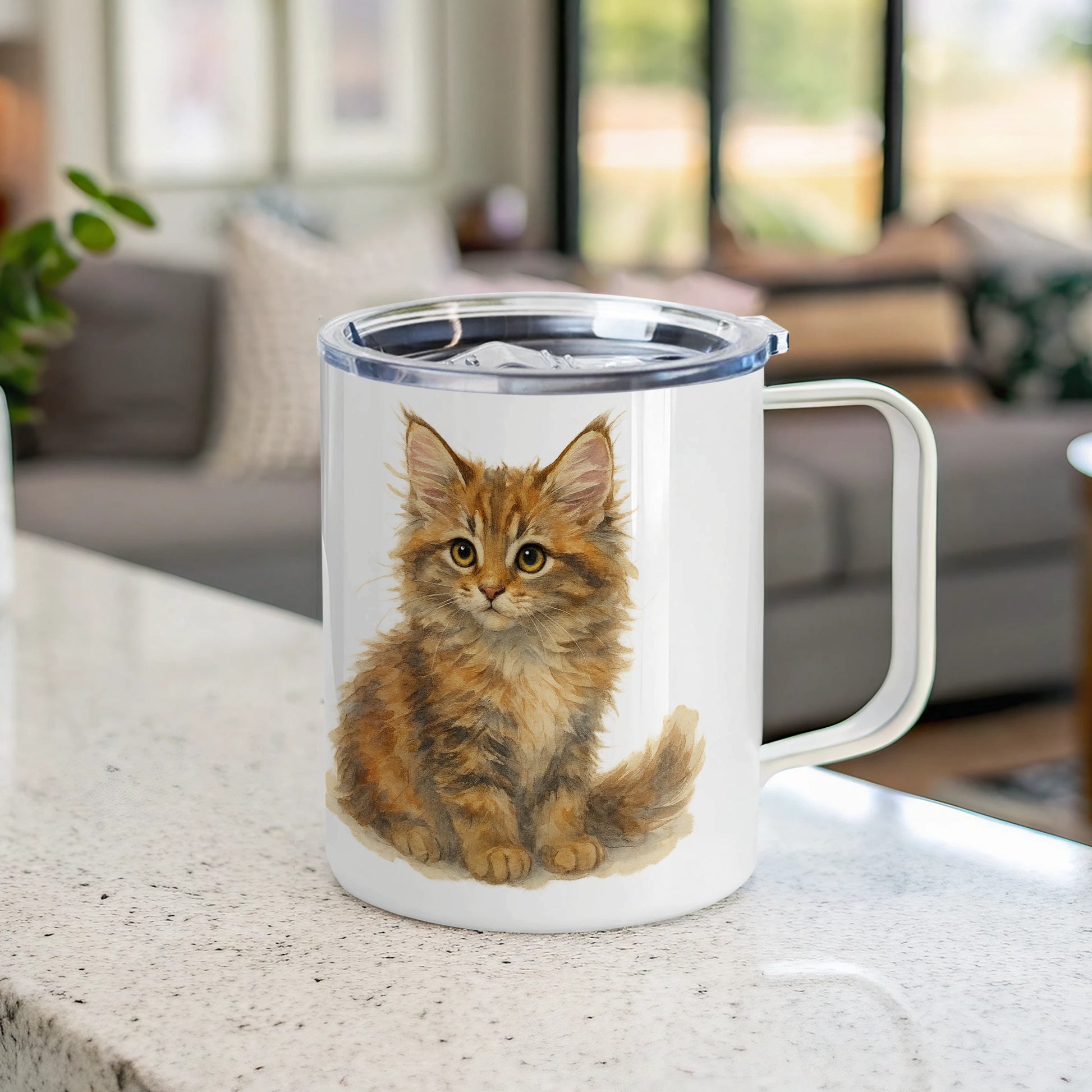 Adorable Kitten Illustration on a Mug product