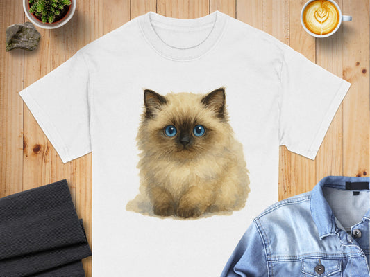 Cute Fluffy Cat Print Design T Shirt product type