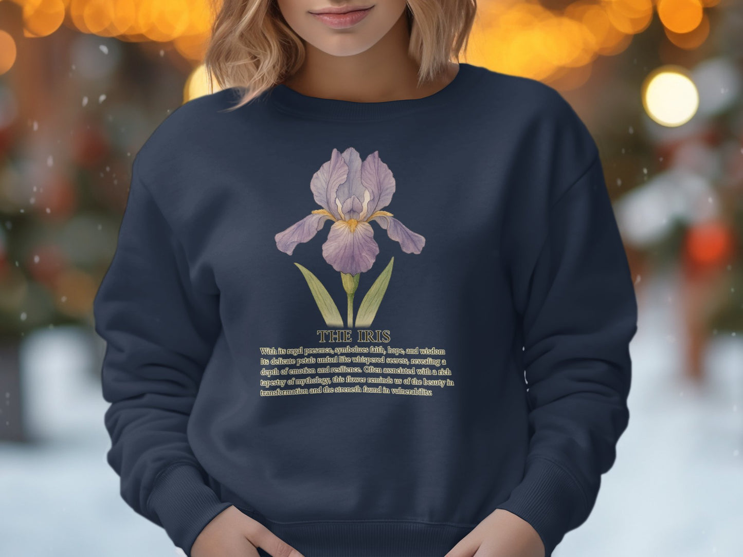The Iris Floral Graphic Navy Blue Long Sleeve Sweater product type
