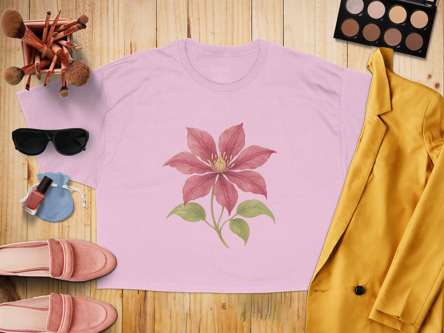Pink Graphic Tee with Flower Design shirt product