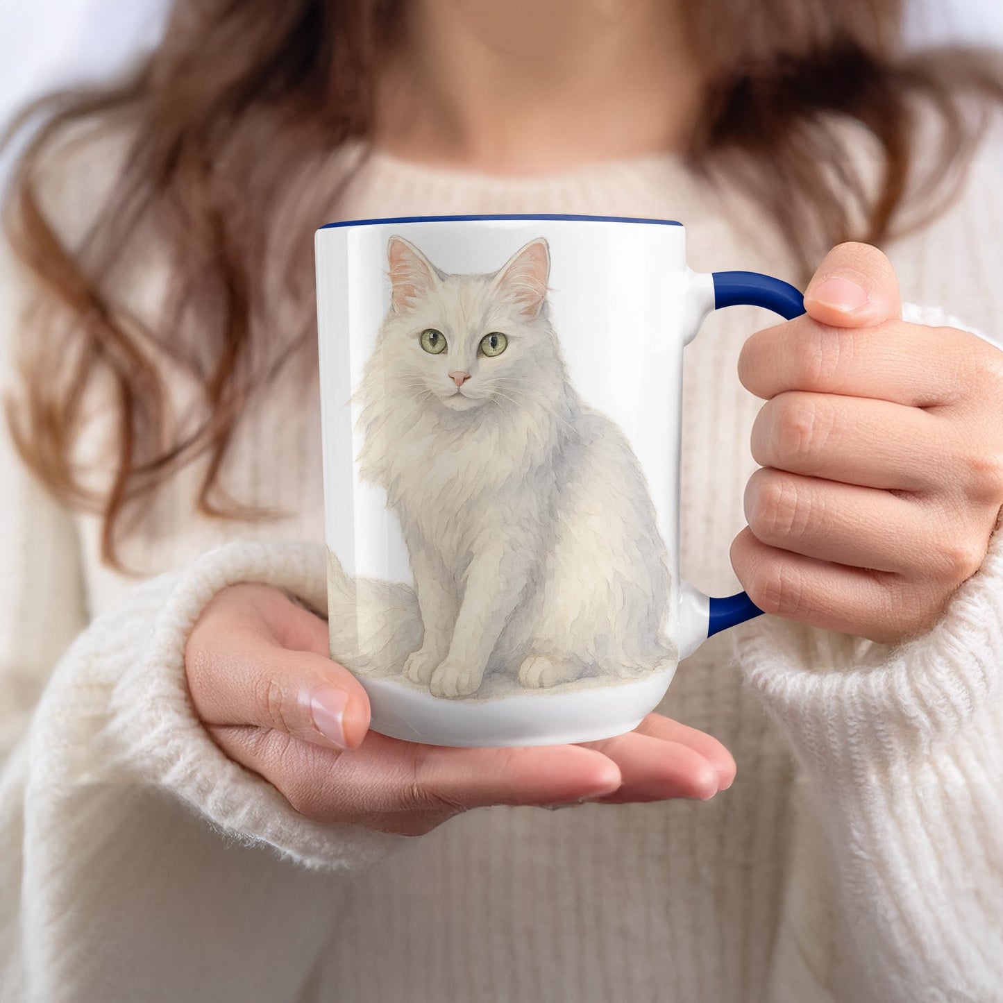 Realistic White Cat Art Coffee Mug product type