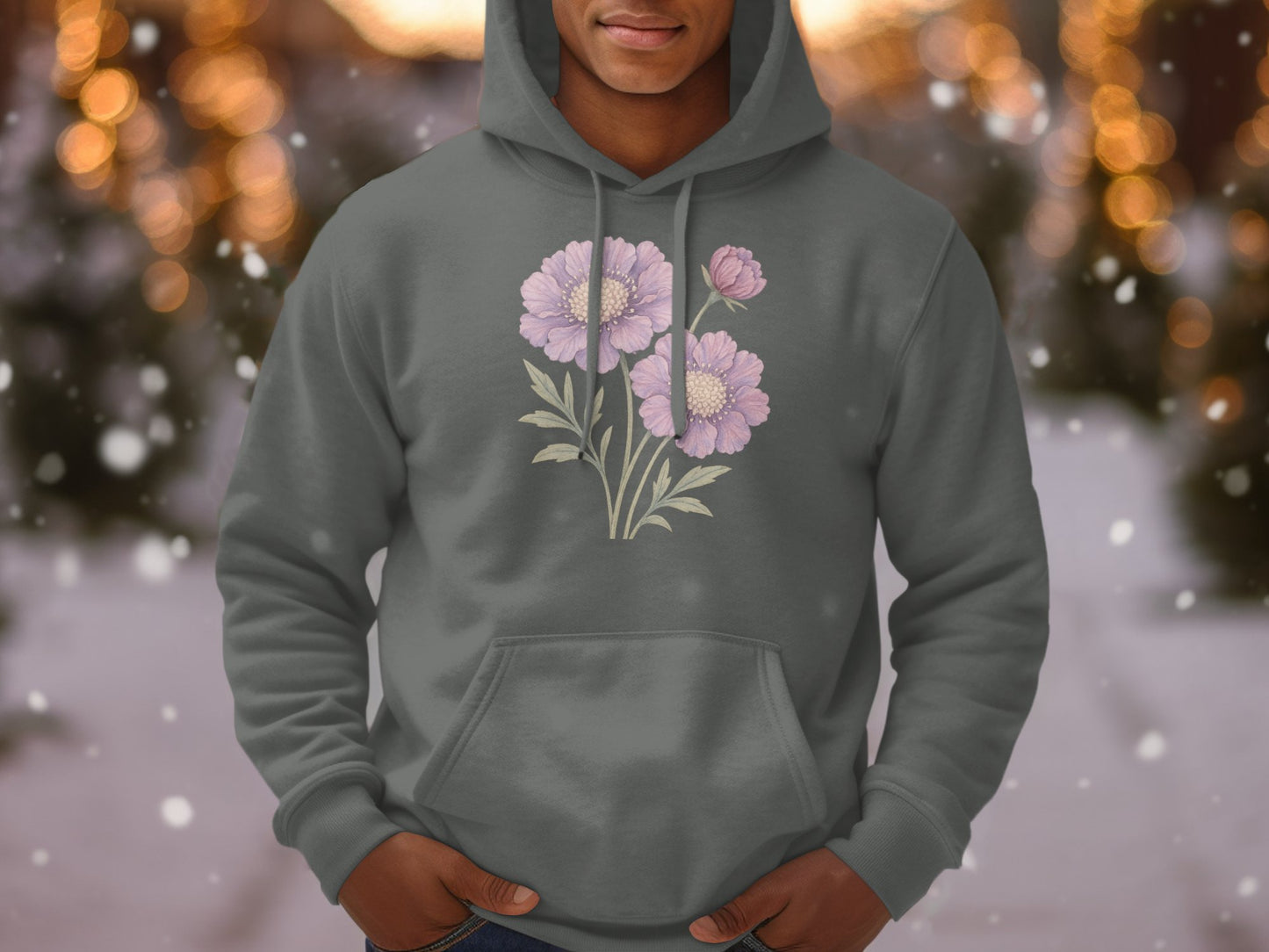 Cozy Grey Hoodie Featuring Beautiful Floral Design product type