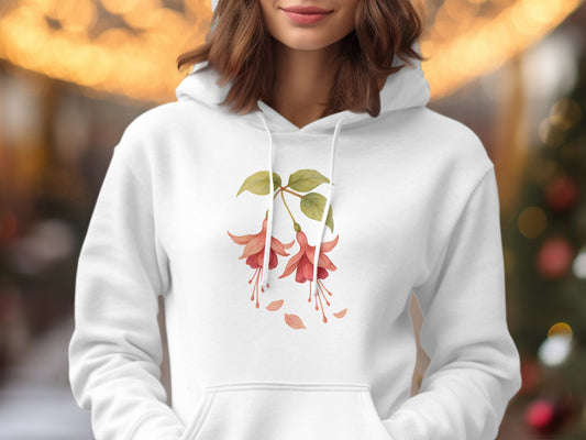 Beautiful Floral Design White Hooded Sweater product