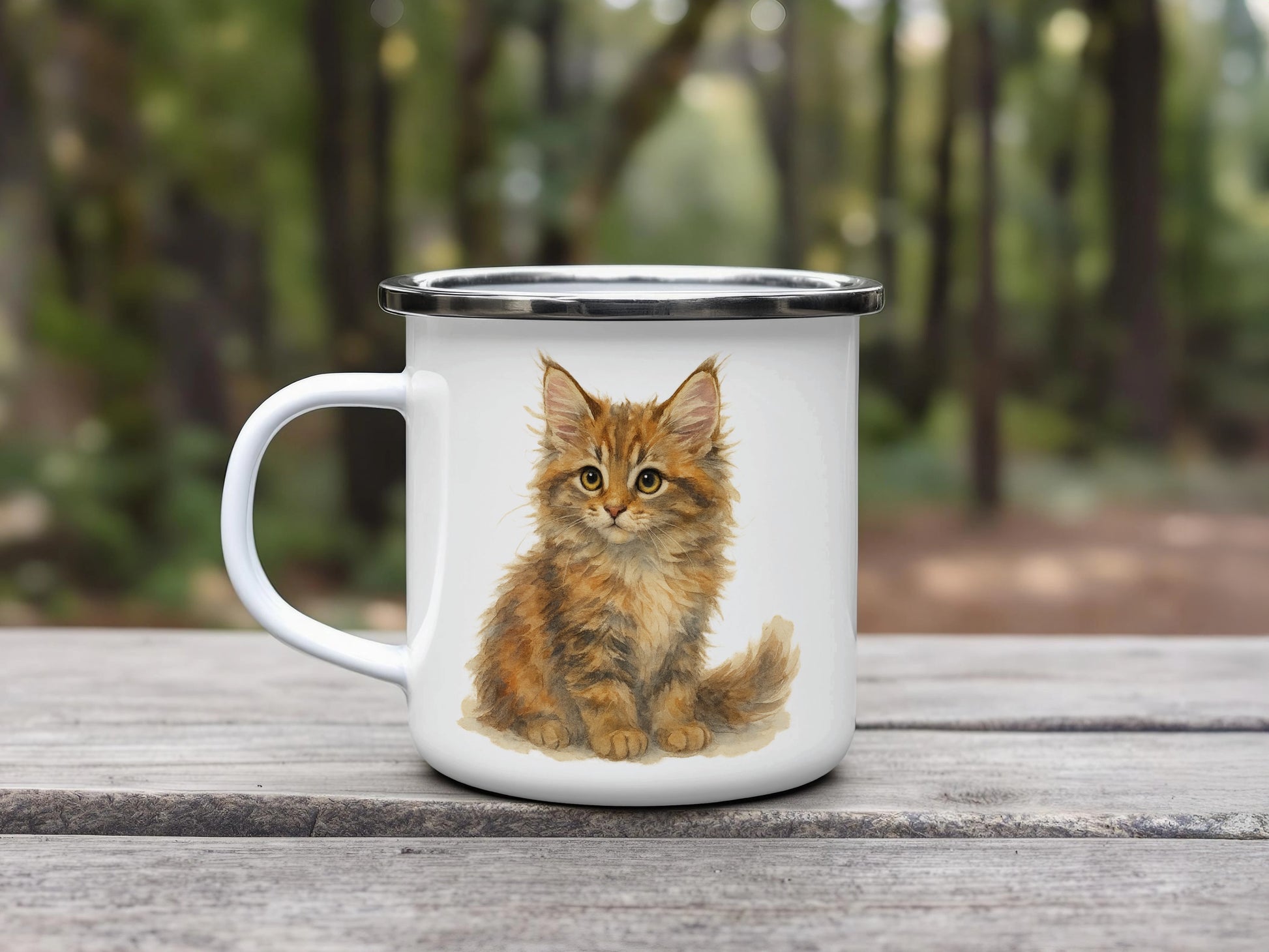 Cute Fluffy Kitten Artwork on a White Mug product type
