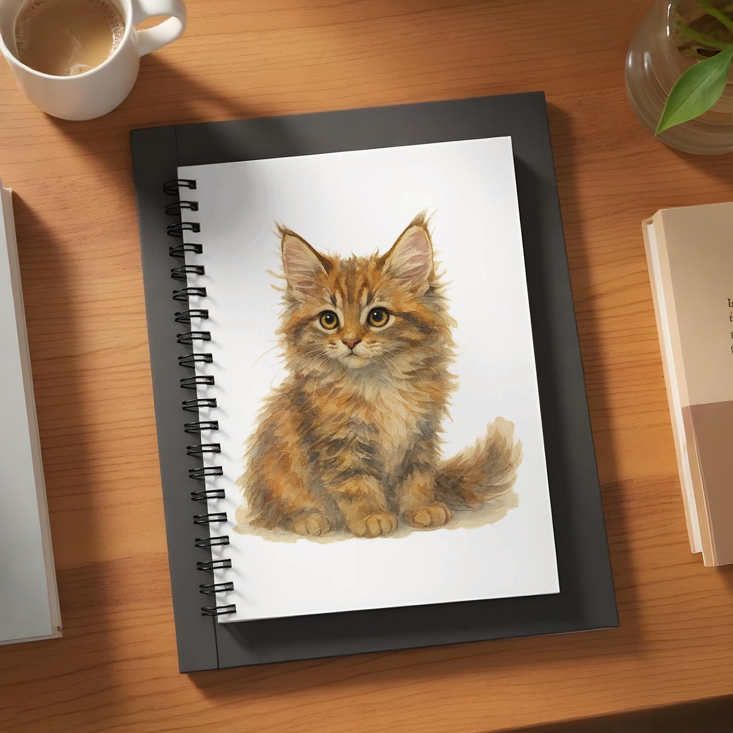 Adorable Fluffy Kitten Illustration Notebook product