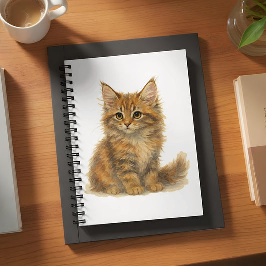 Adorable Fluffy Kitten Illustration Notebook product