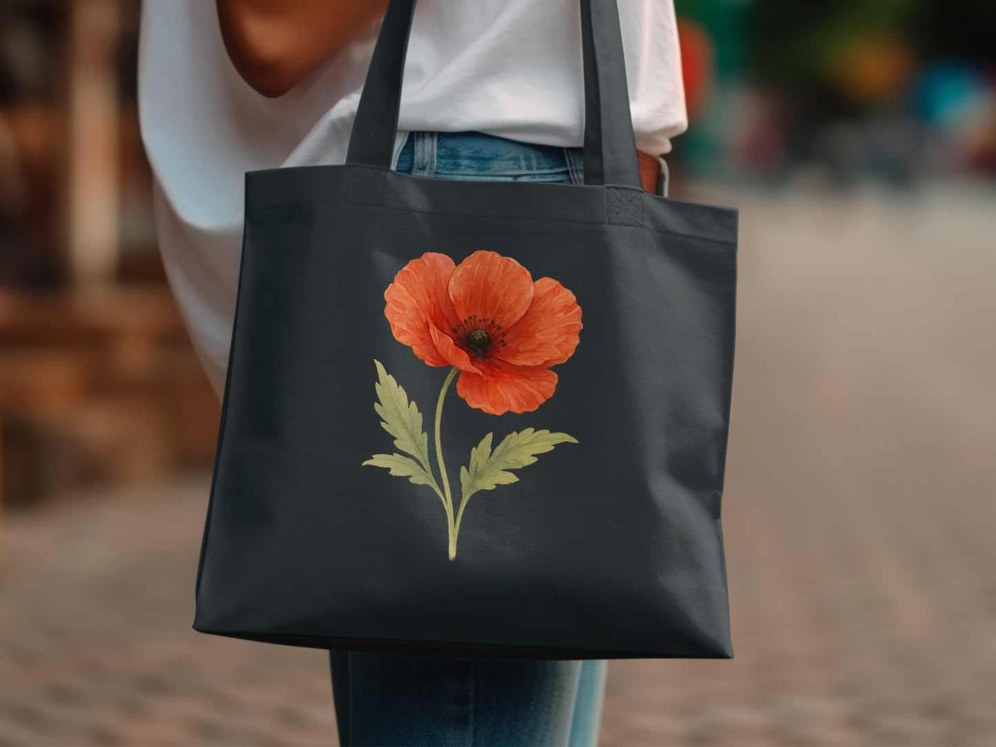 Floral Red Poppy Graphic Design Tote Bag product type