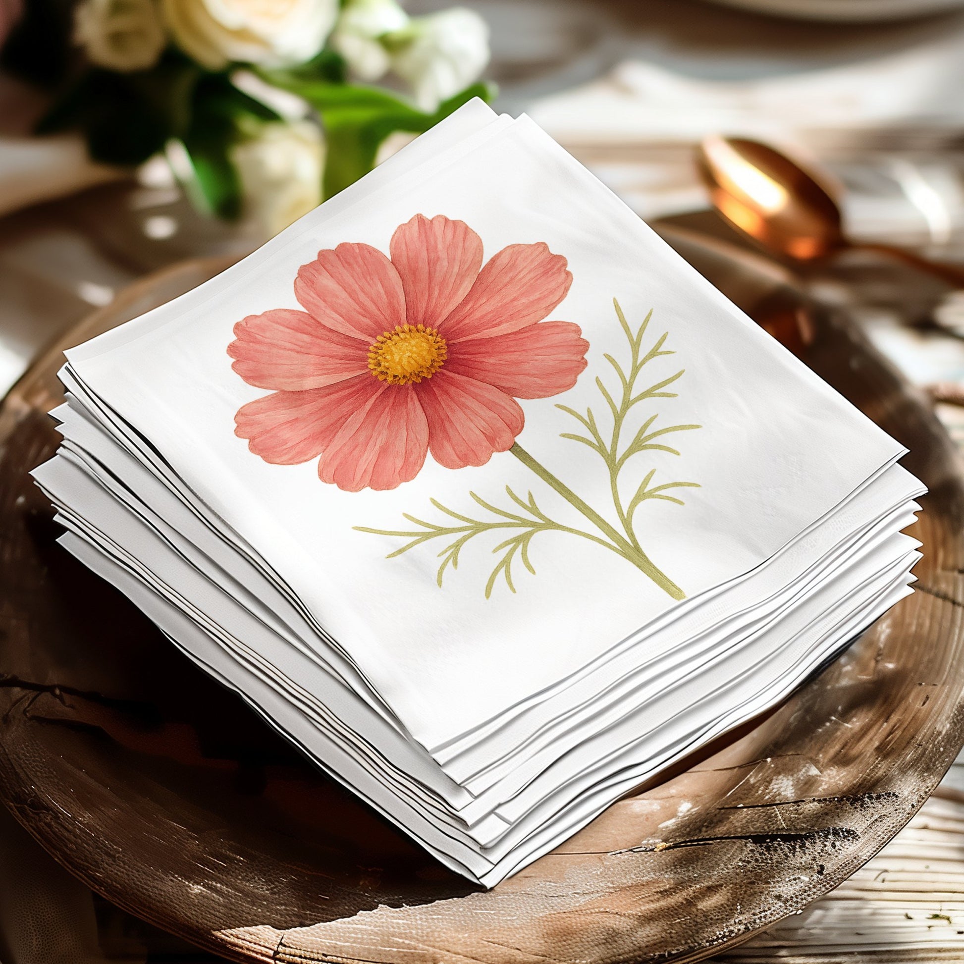 Beautiful Cosmo Flower Print Stackable Paper Napkins product