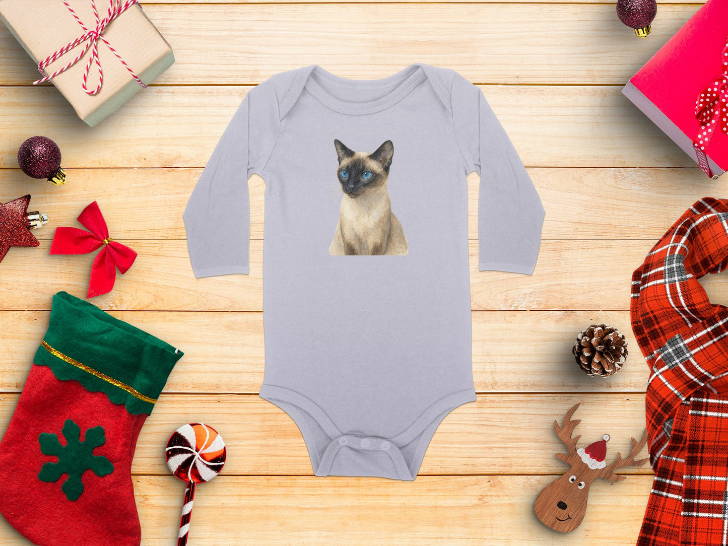 Adorable Long Sleeve Onesie with Cat Print baby product