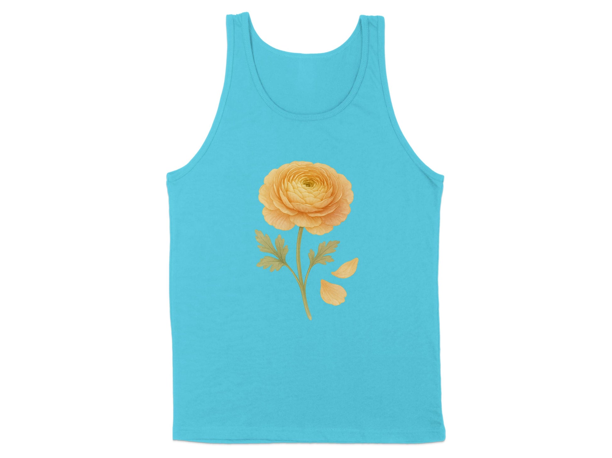 Bright Blue Tank Top with Orange Flower Design product type