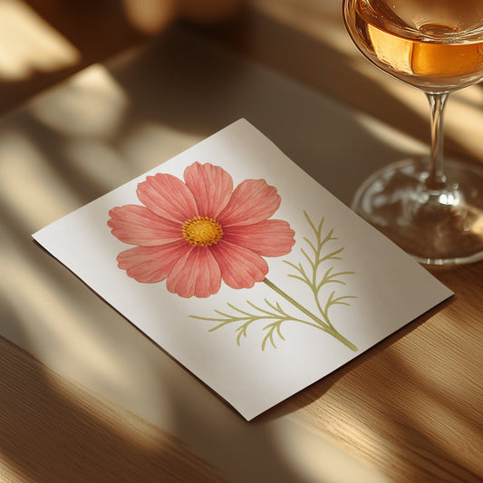 Pink Cosmos Floral Art Print on Cardstock product
