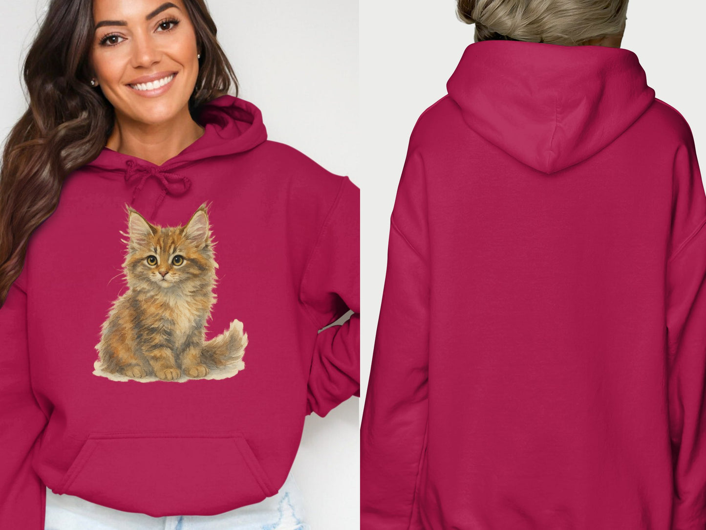 Cute Fluffy Kitten Pink Hooded Sweatshirt product type