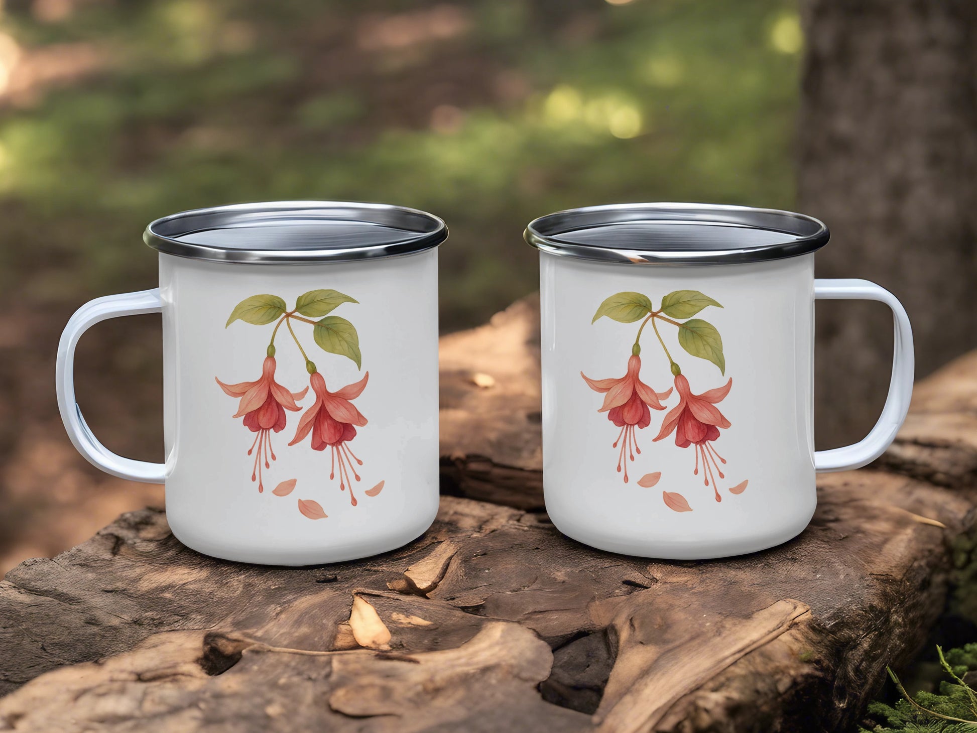 Enamel Mug with Floral Design Perfect for Camping product