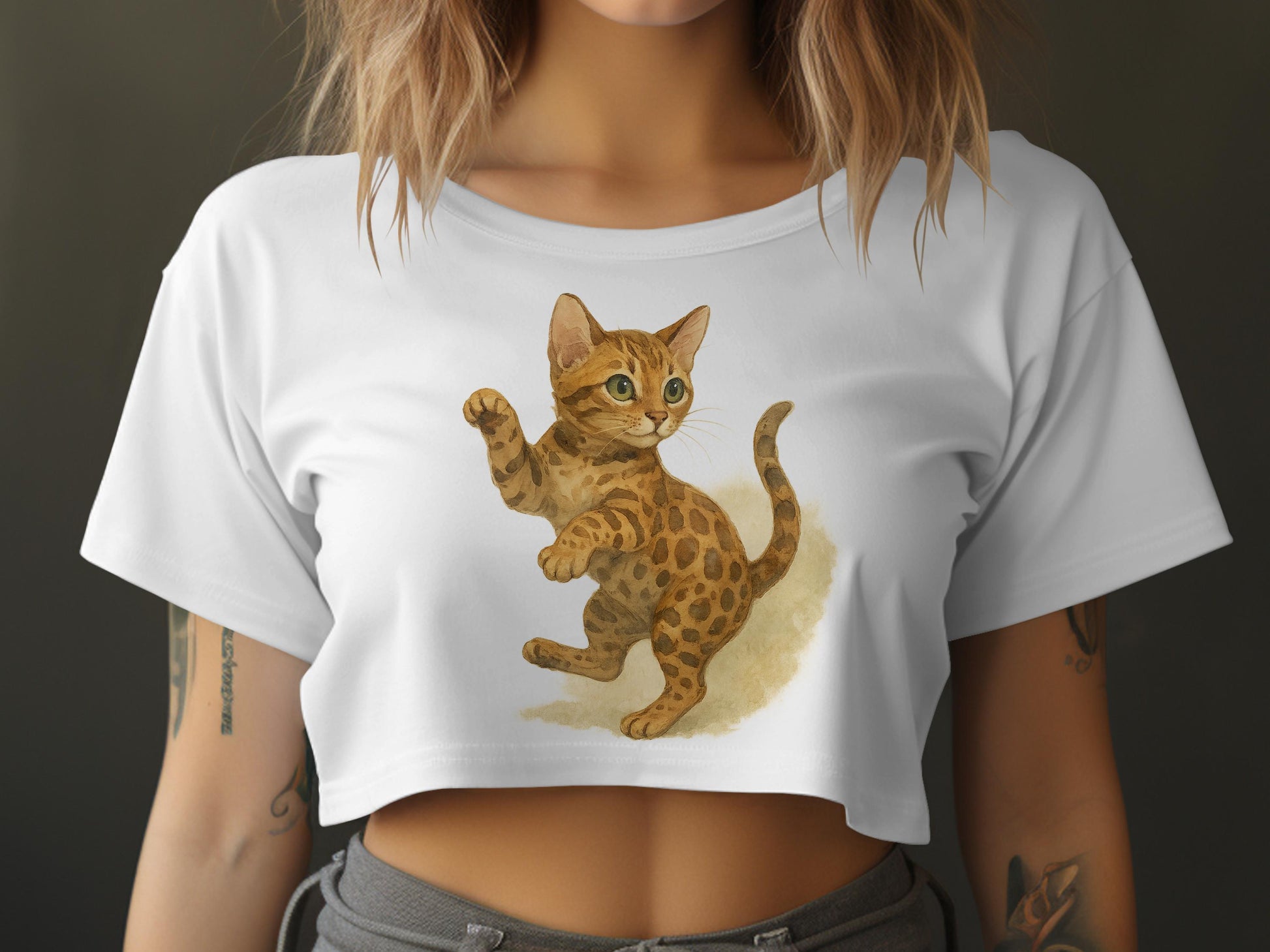 Cute Bengal Kitten Print on Women's Crop Top product