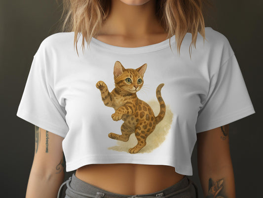 Cute Bengal Kitten Print on Women's Crop Top product