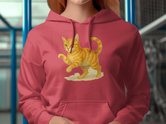 Playful Orange Cat Design Hoodie product type