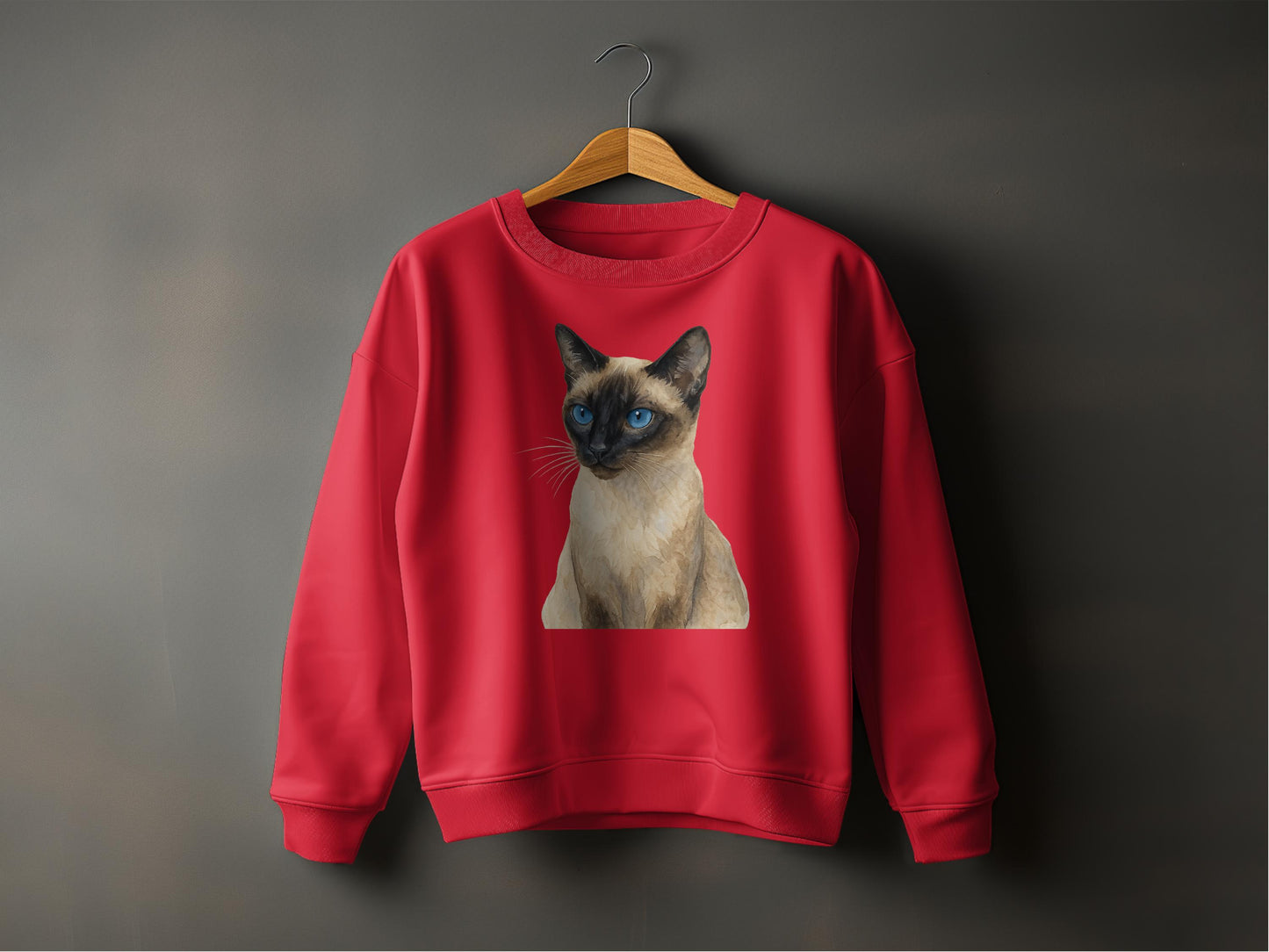 Siamese Cat Print on Red Long Sleeve Shirt product type