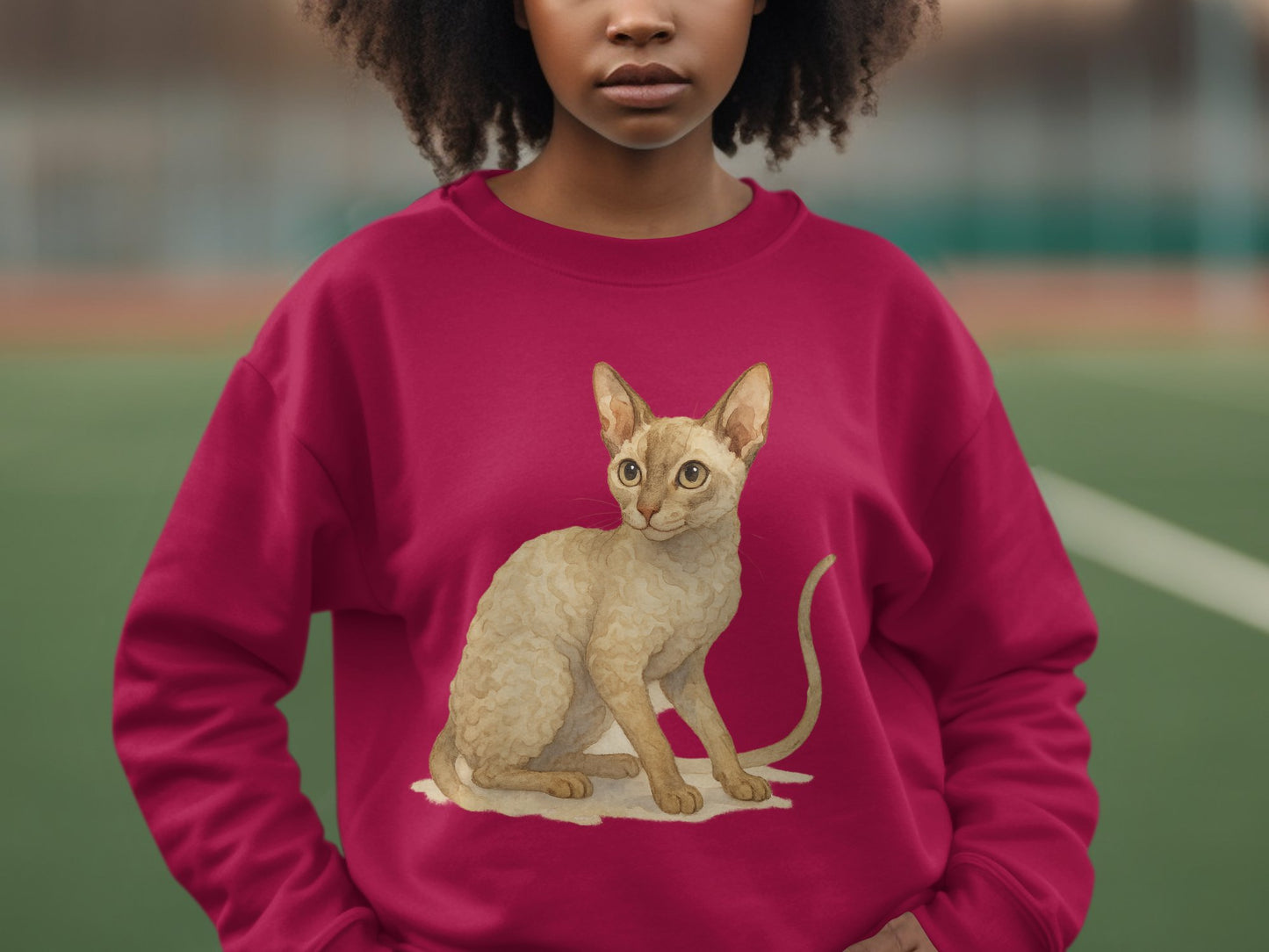 Red Sweatshirt with Realistic Cat Print Product