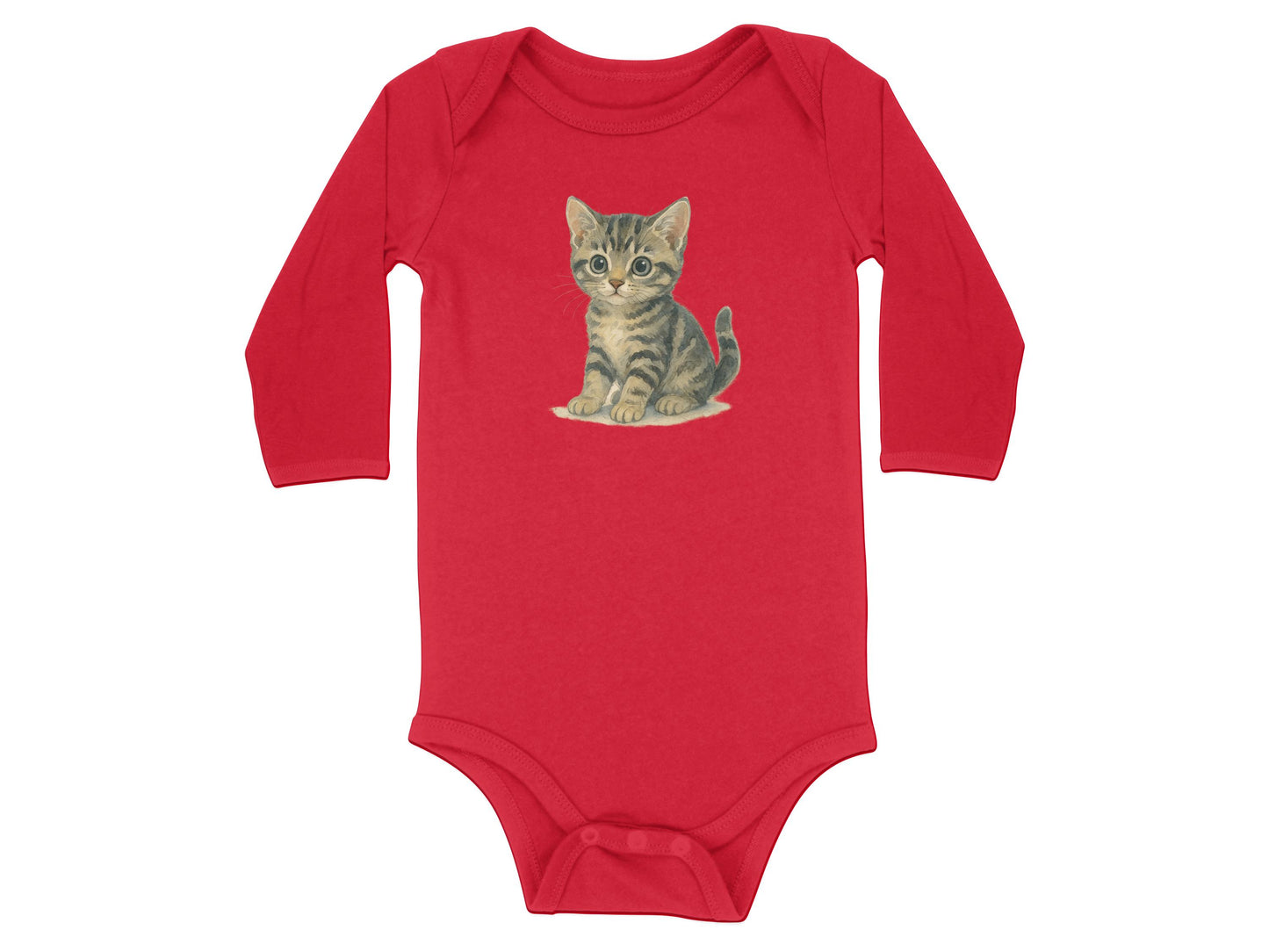Red Baby Onesie with Cute Kitten Print product type