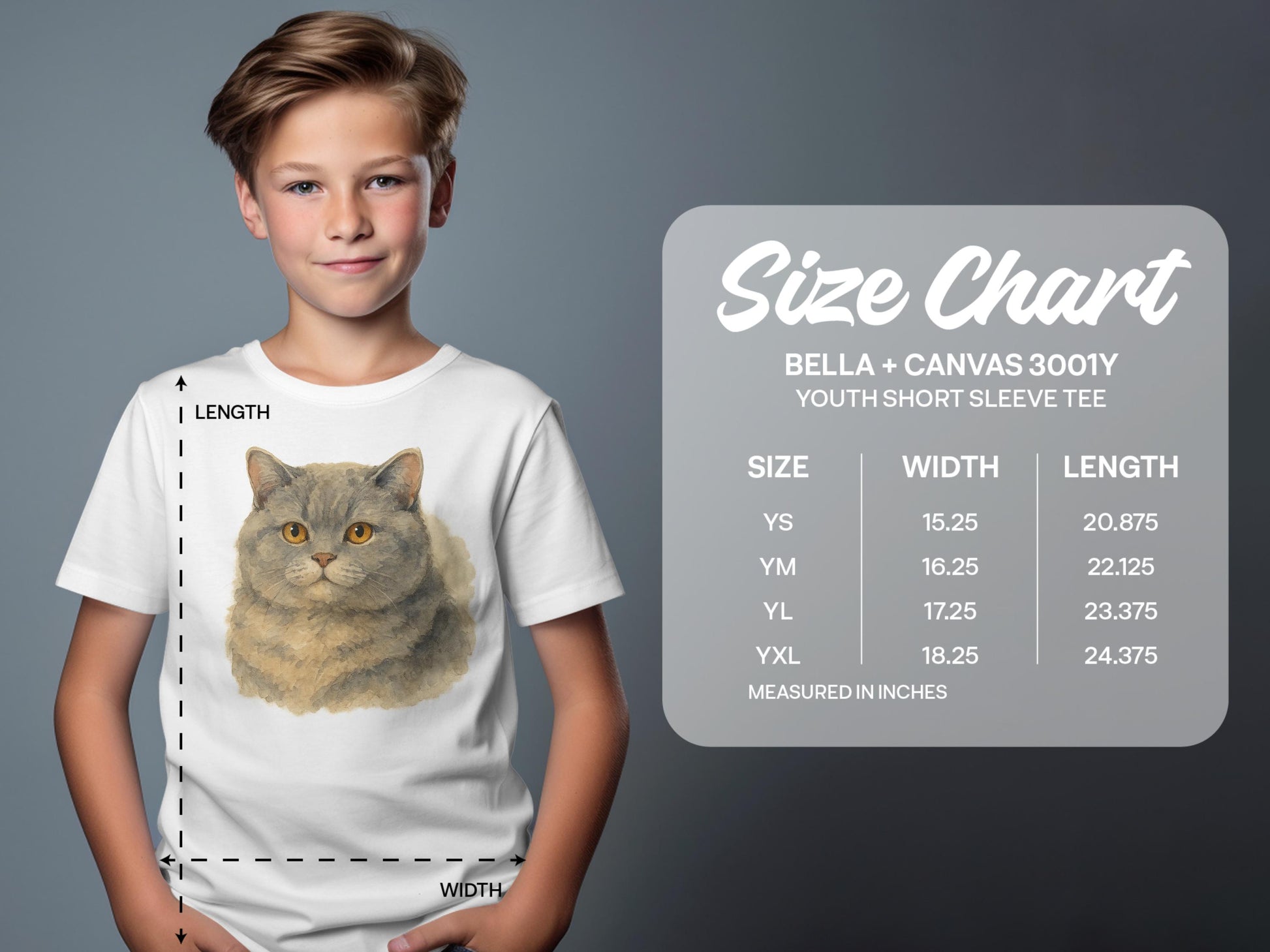Youth Short Sleeve Tee with Realistic Cat Design product