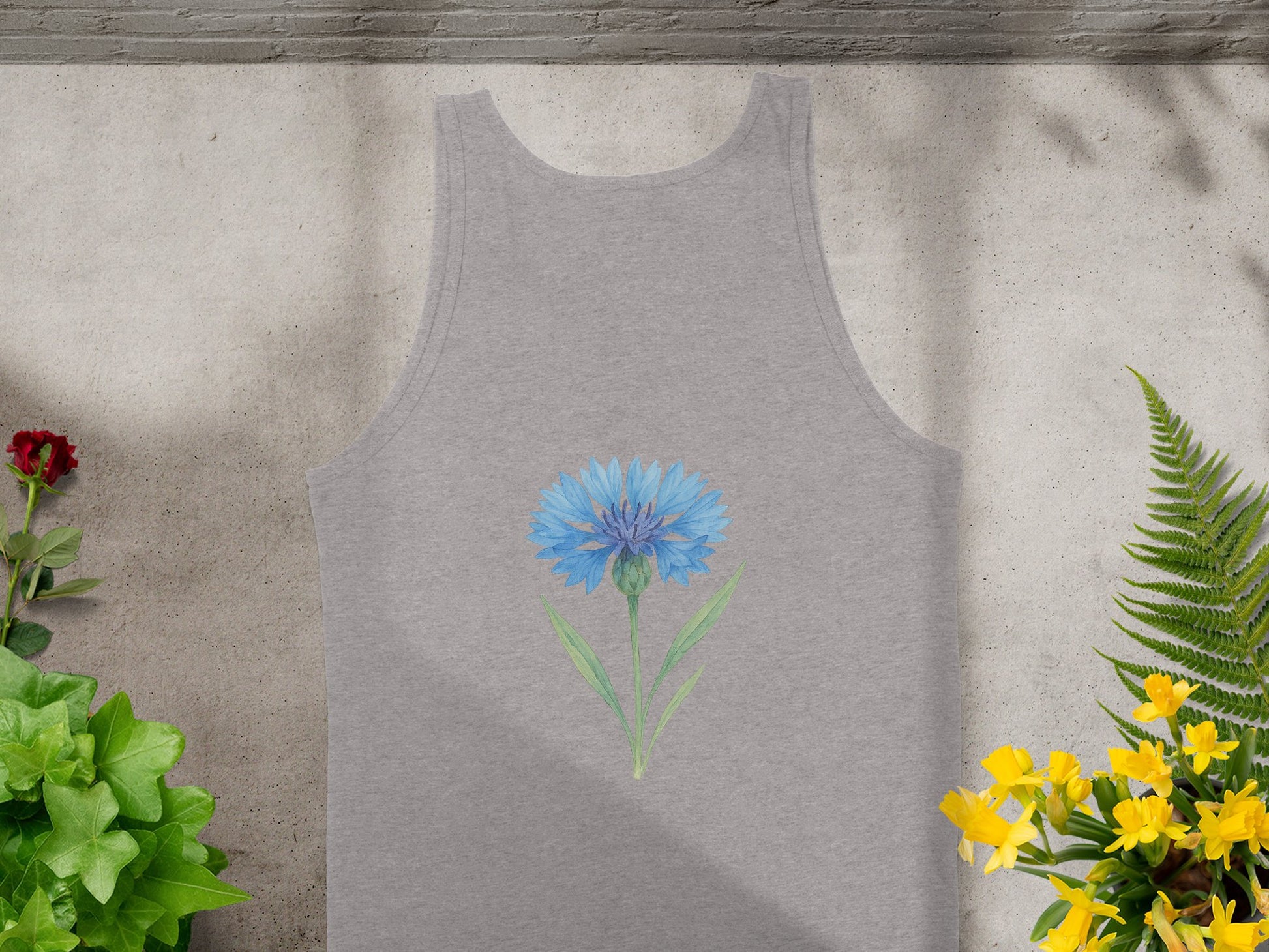 Blue Flower Design on Gray Casual Top product type